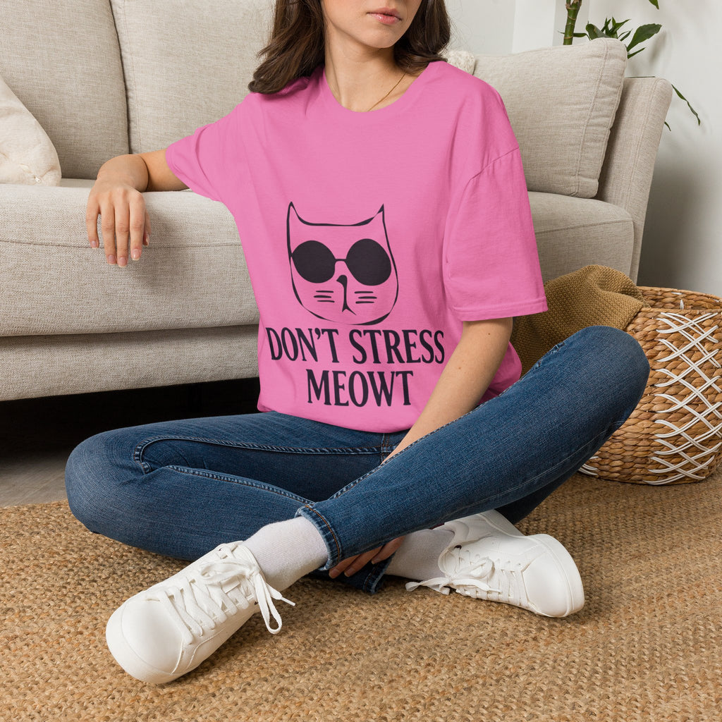 Cat Graphic Adult T-Shirt — "Don't Stress Meowt" Relaxed Tee for Cat Lovers