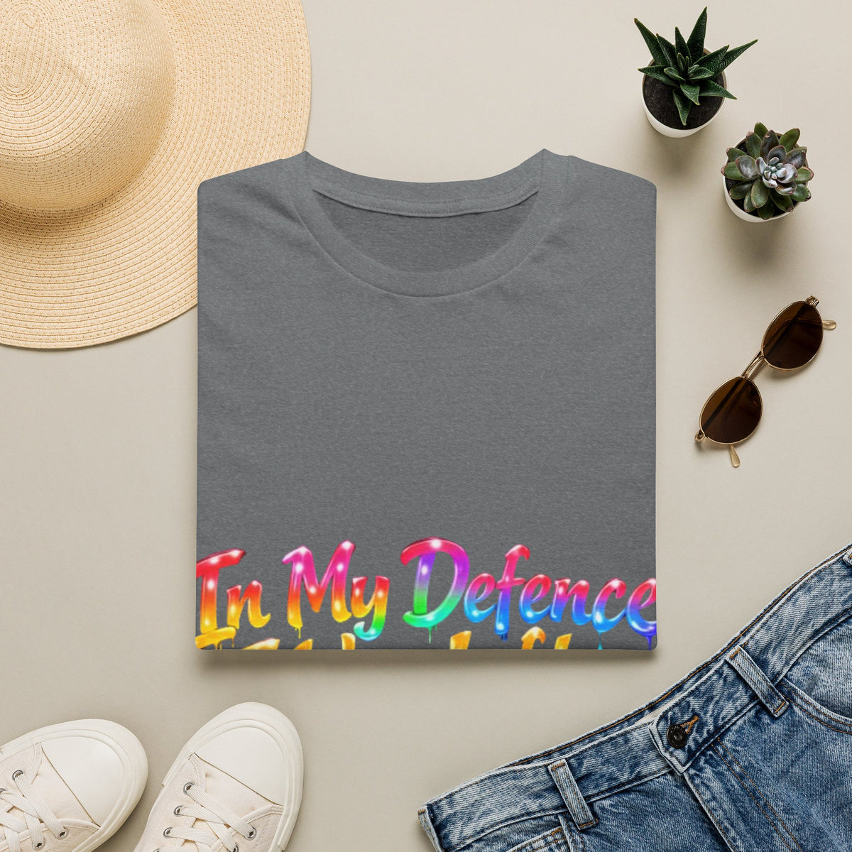In My Defense I Was Left Unsupervised Adult T-Shirt – Funny Rainbow Casual Tee for Women & Men