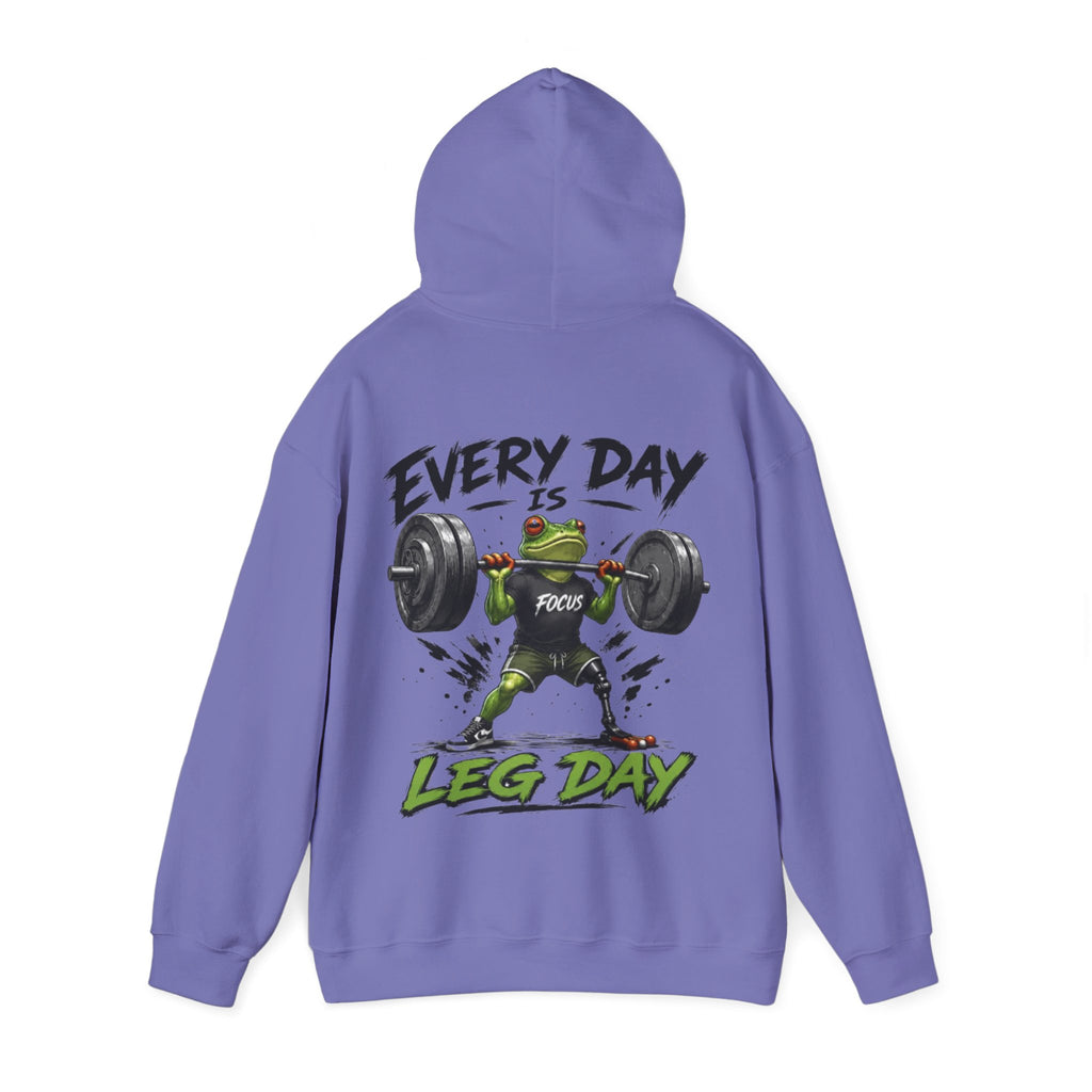 Adult Hoodie - "Every Day Is Leg Day" Frog Weightlifting Gym Hoodie