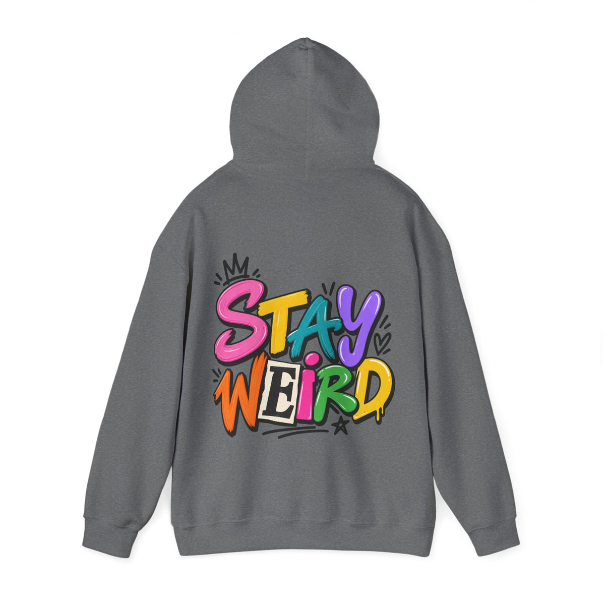 Stay Weird Adult Hoodie – Colorful Graffiti Graphic Hoodie