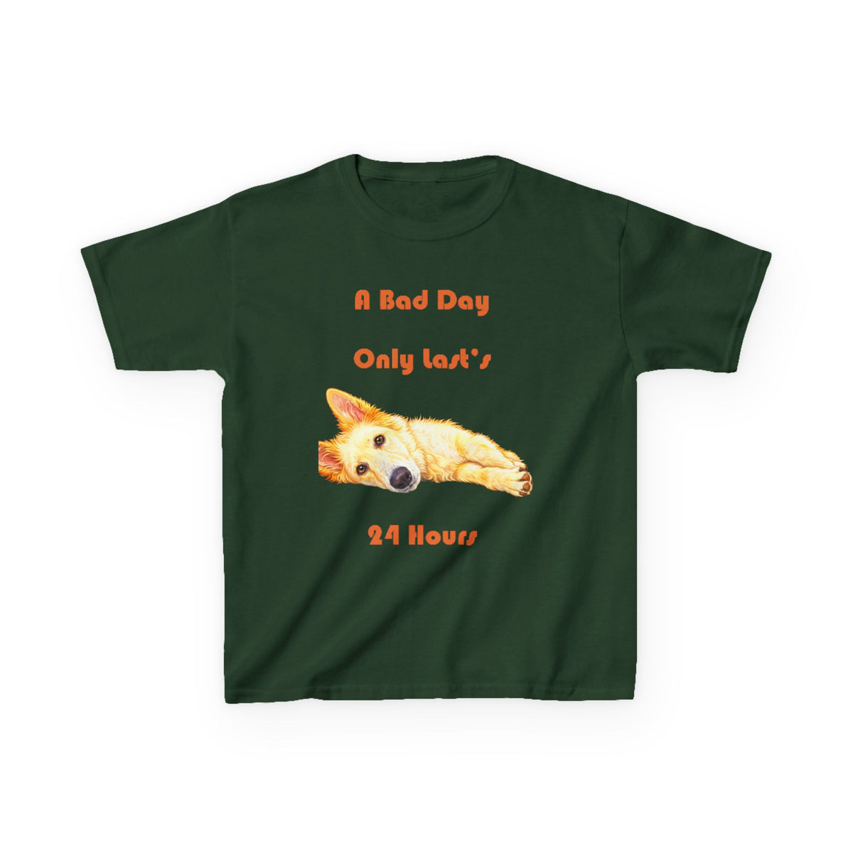 A Bad Day Only Lasts 24 Hours Kids Tee | Cute Corgi Illustration
