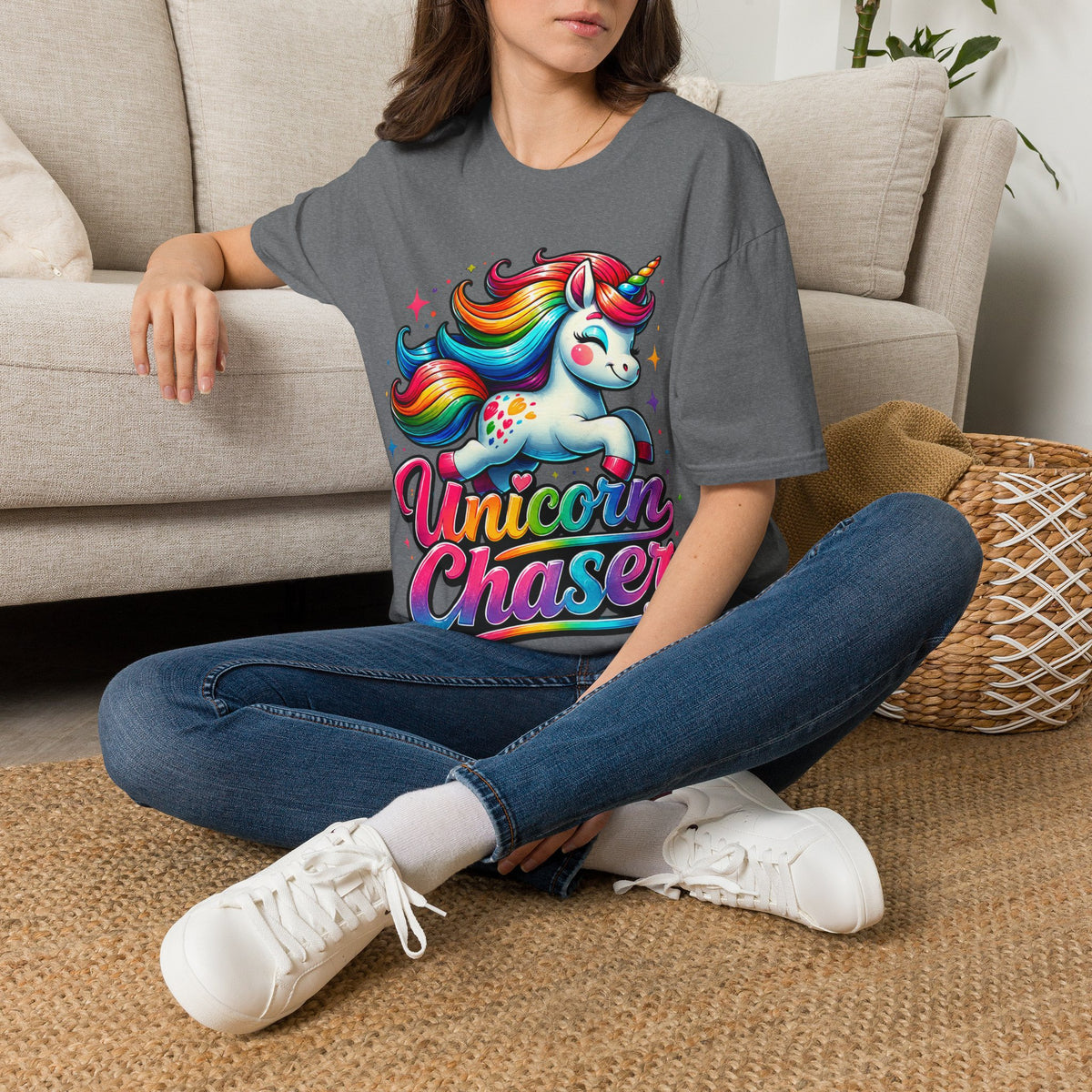 Funny Unicorn Chaser Adult T-Shirt — Rainbow Magical Unicorn Tee
