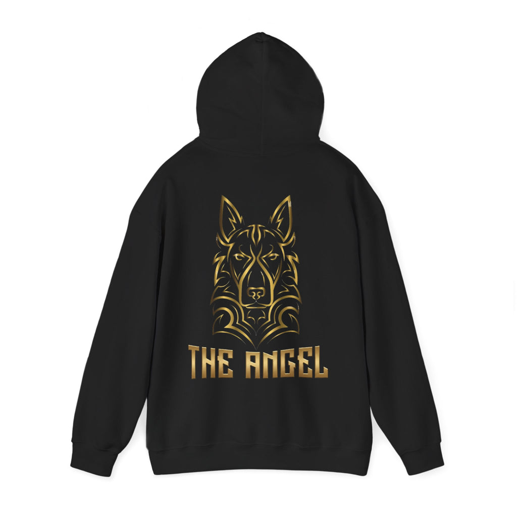 Angel Wolf Adult Hoodie — "The Angel" Gold Graphic Pullover