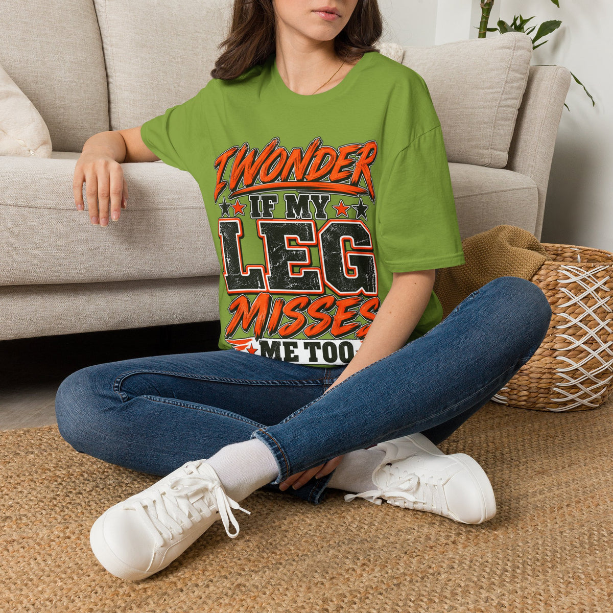 Graphic Adult T-Shirt — "I Wonder If My Leg Misses Me Too" Retro Sports Tee