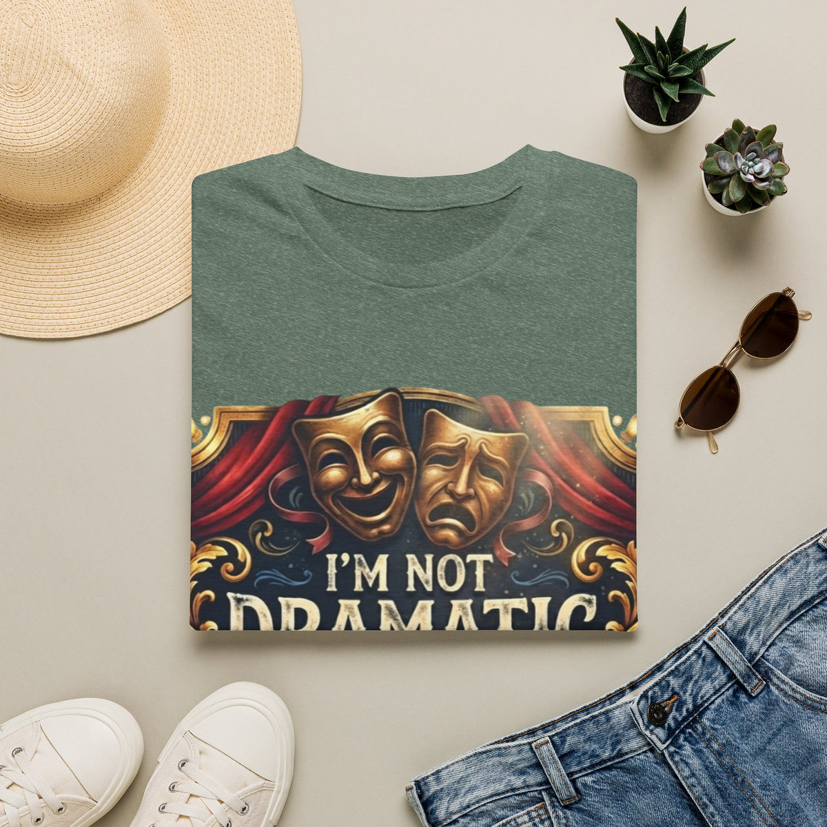 Theatrical Drama Mask Adult T‑Shirt — "I'm Not Dramatic I'm Theatrical" Graphic Tee