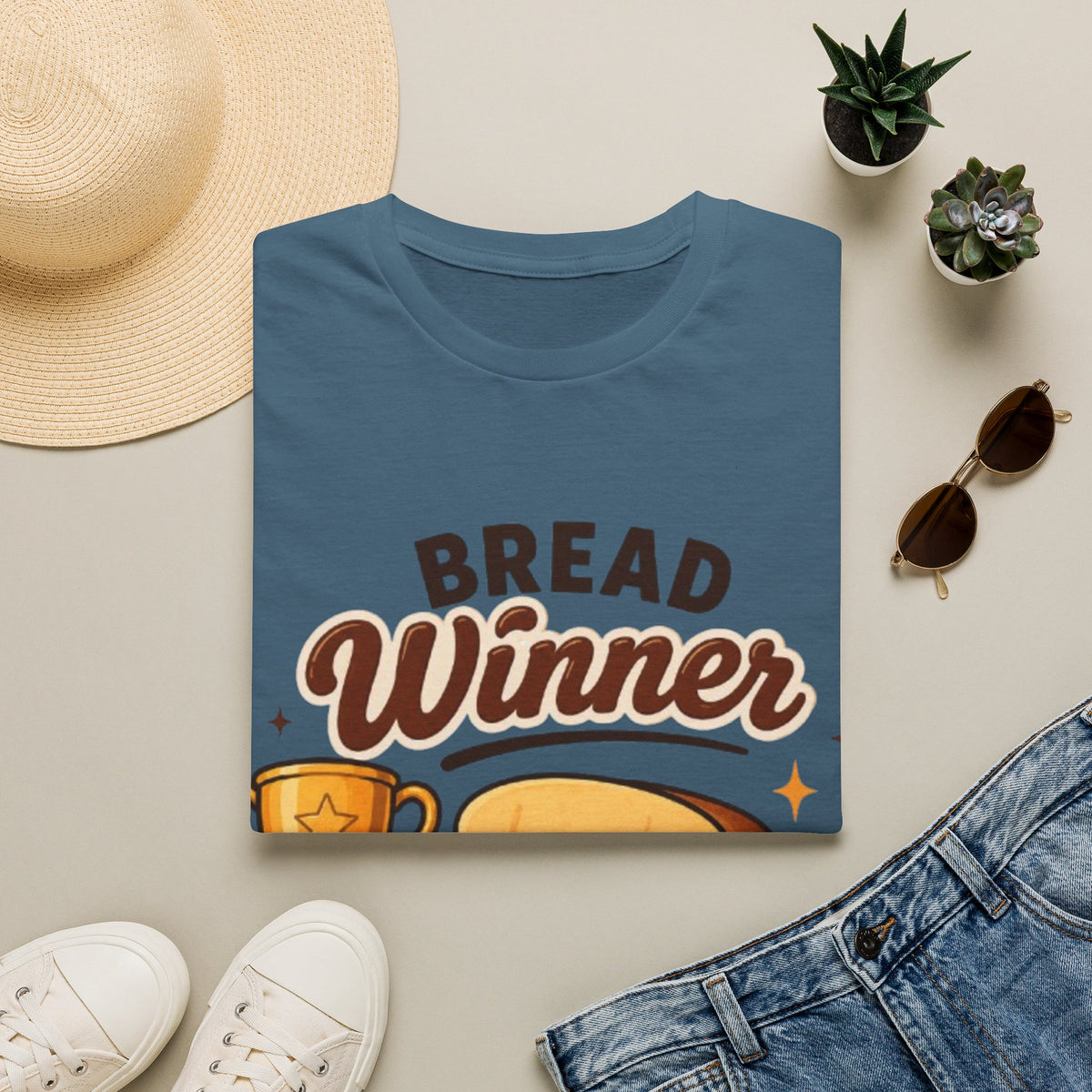 Bread Winner Adult T‑Shirt — Funny Toast Cartoon Tee for Bakers & Breakfast Lovers