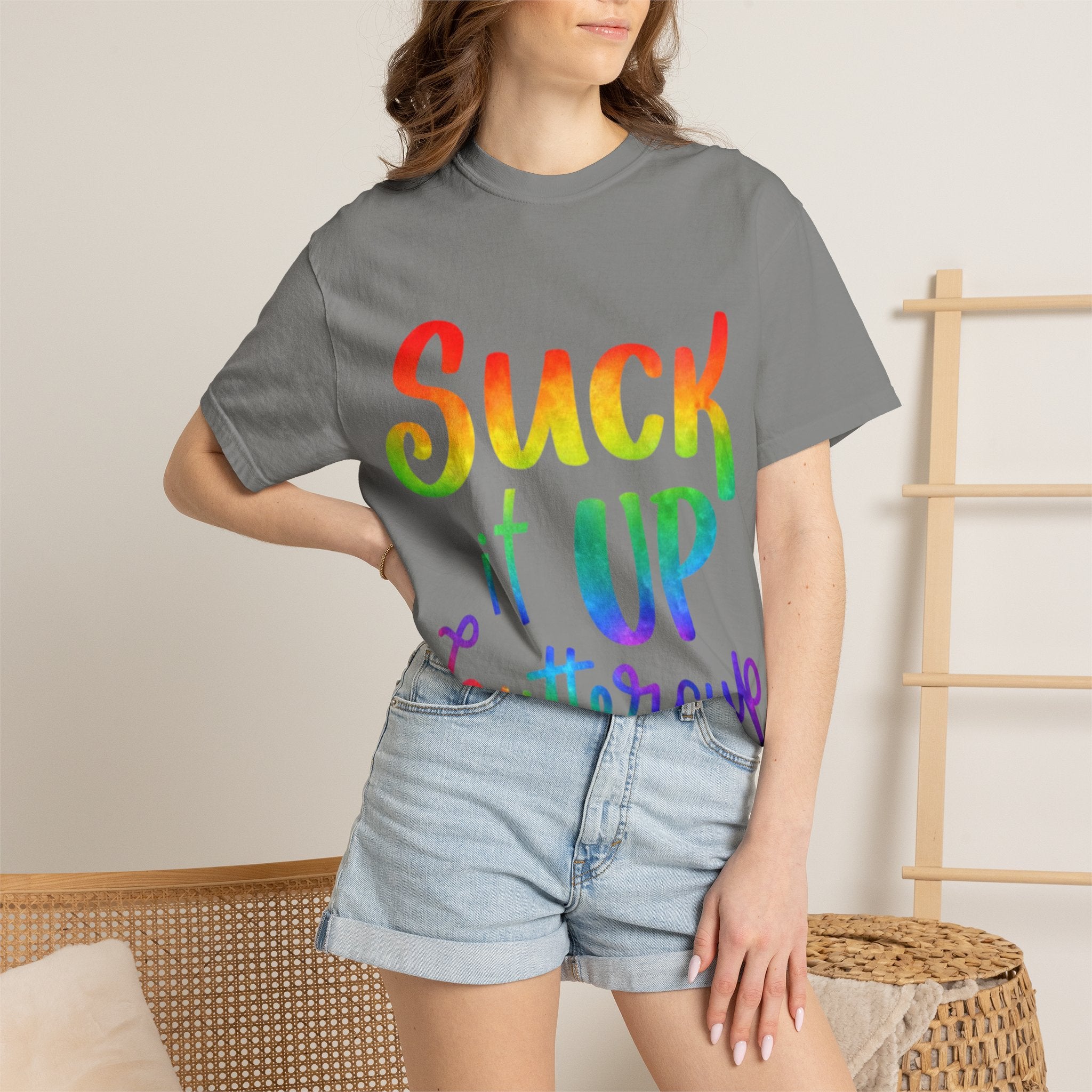 Suck It Up Buttercup Rainbow Graphic Adult T-Shirt