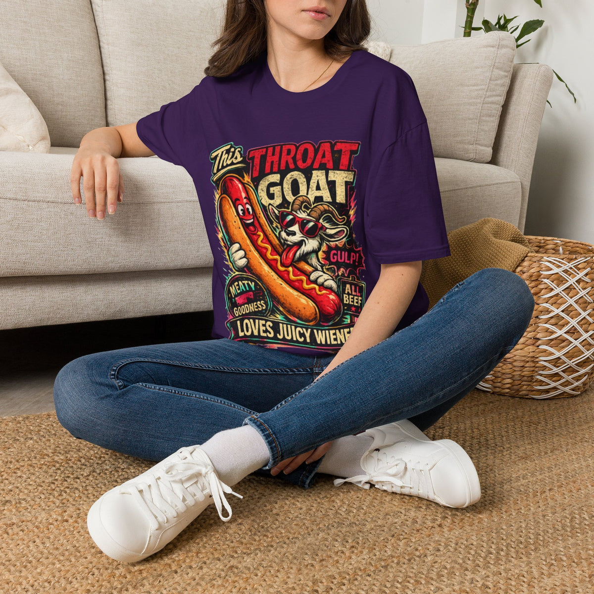 This Throat Goat Adult T-Shirt — Retro Hot Dog Graphic Tee