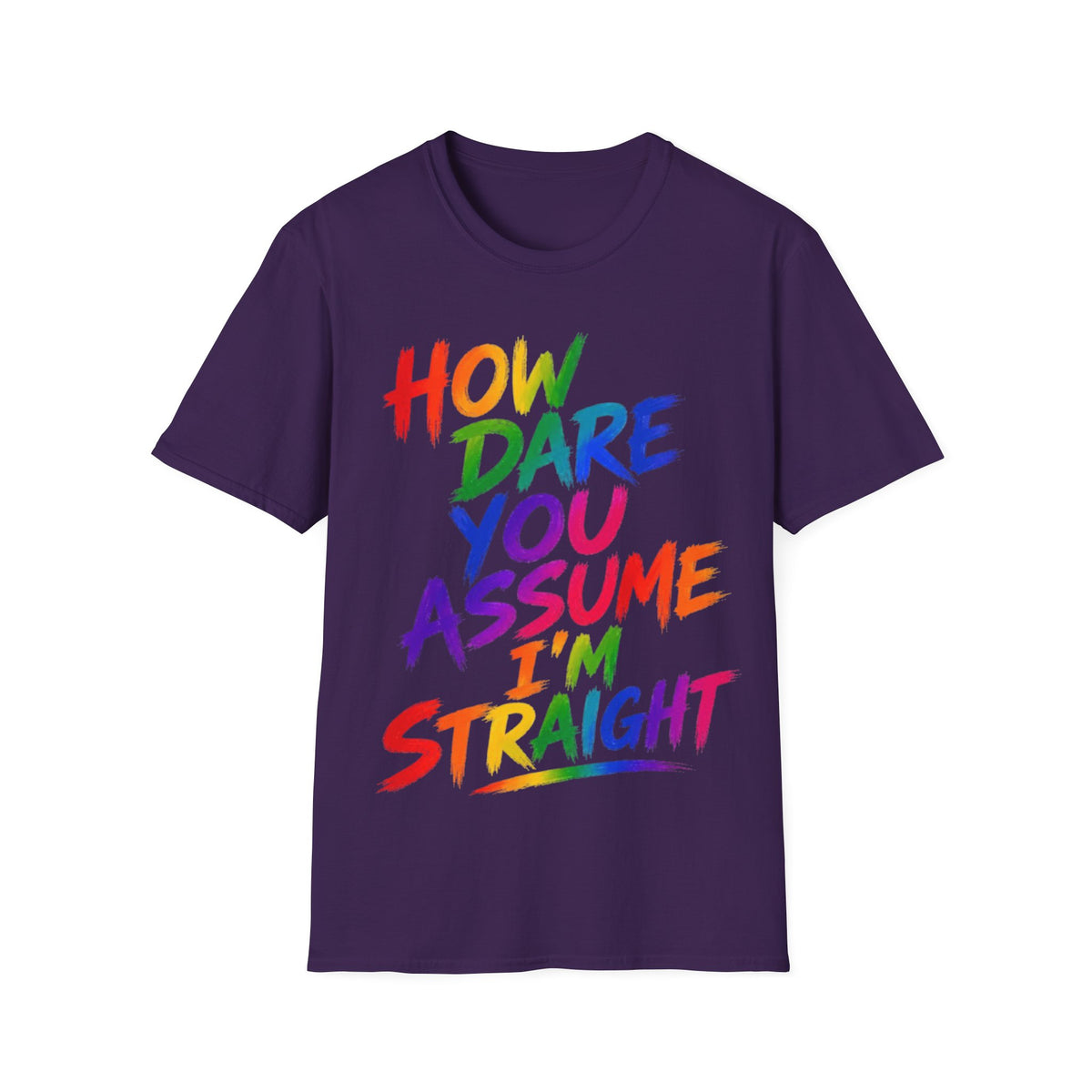 How Dare You Assume I’m Straight Adult T-Shirt — Rainbow Pride Graphic Tee