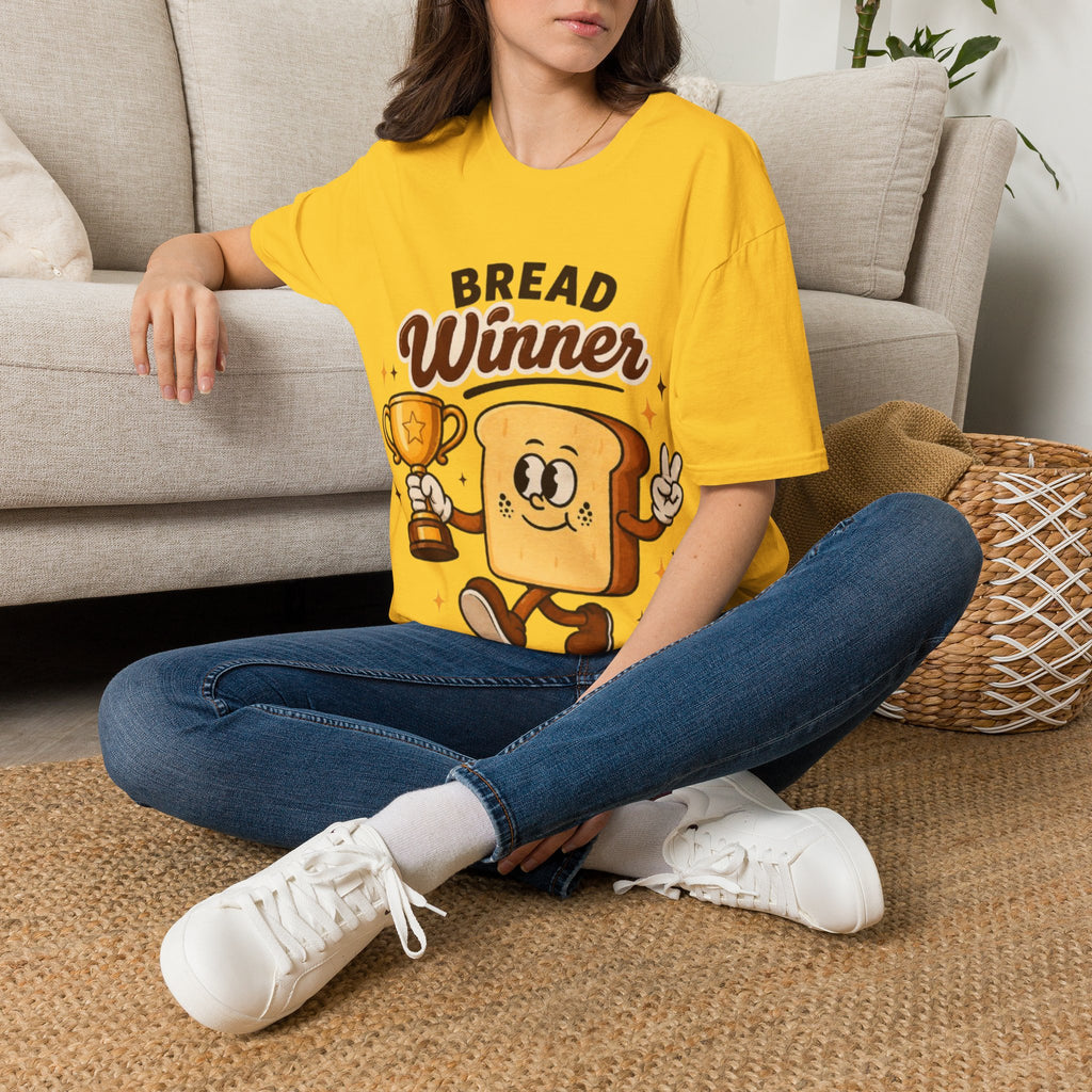Bread Winner Adult T‑Shirt — Funny Toast Cartoon Tee for Bakers & Breakfast Lovers