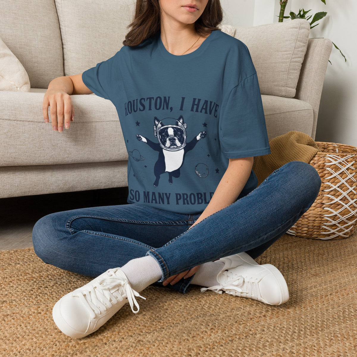 Adult T-Shirt — "Houston, I Have So Many Problems" Astronaut Dog Graphic Tee
