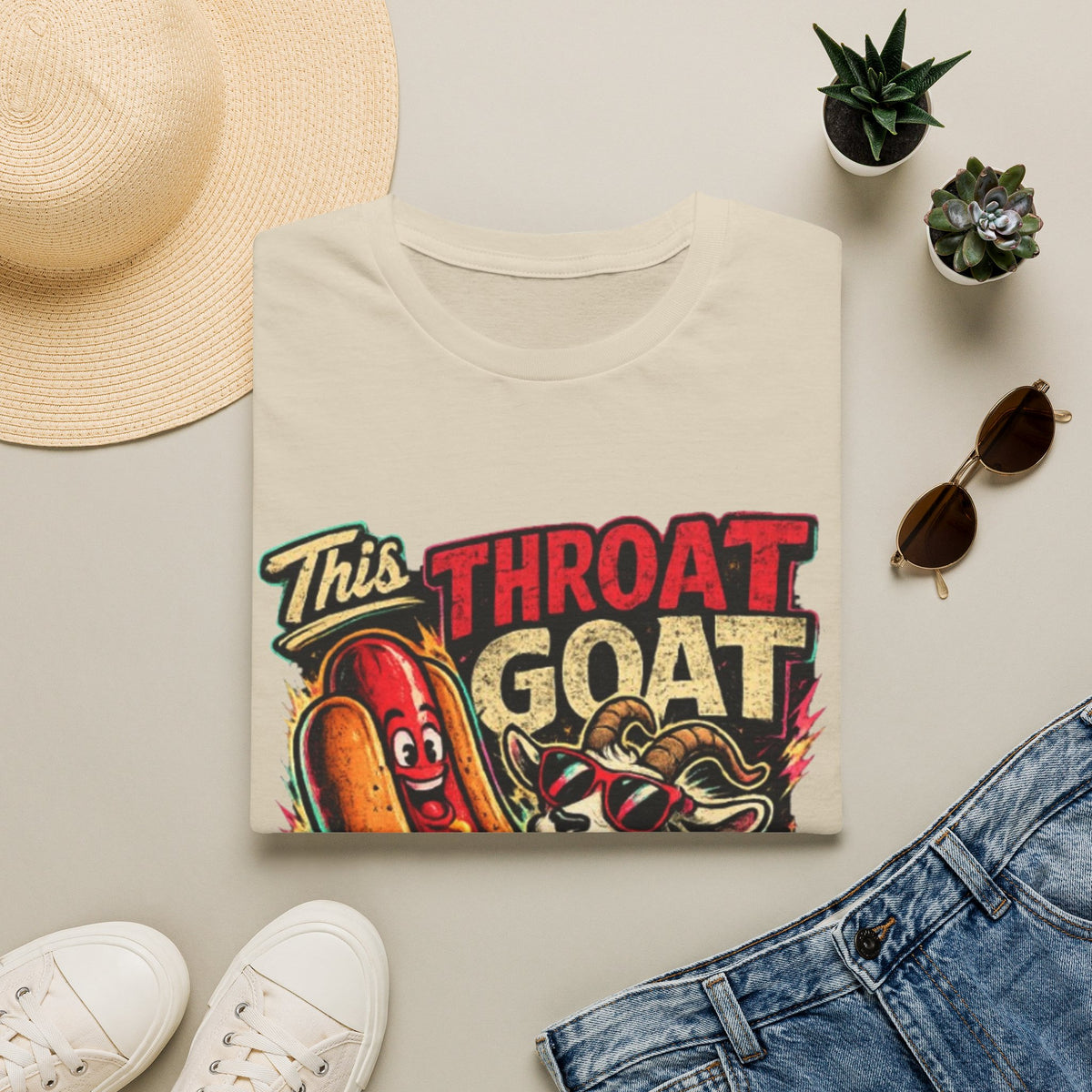 This Throat Goat Adult T-Shirt — Retro Hot Dog Graphic Tee