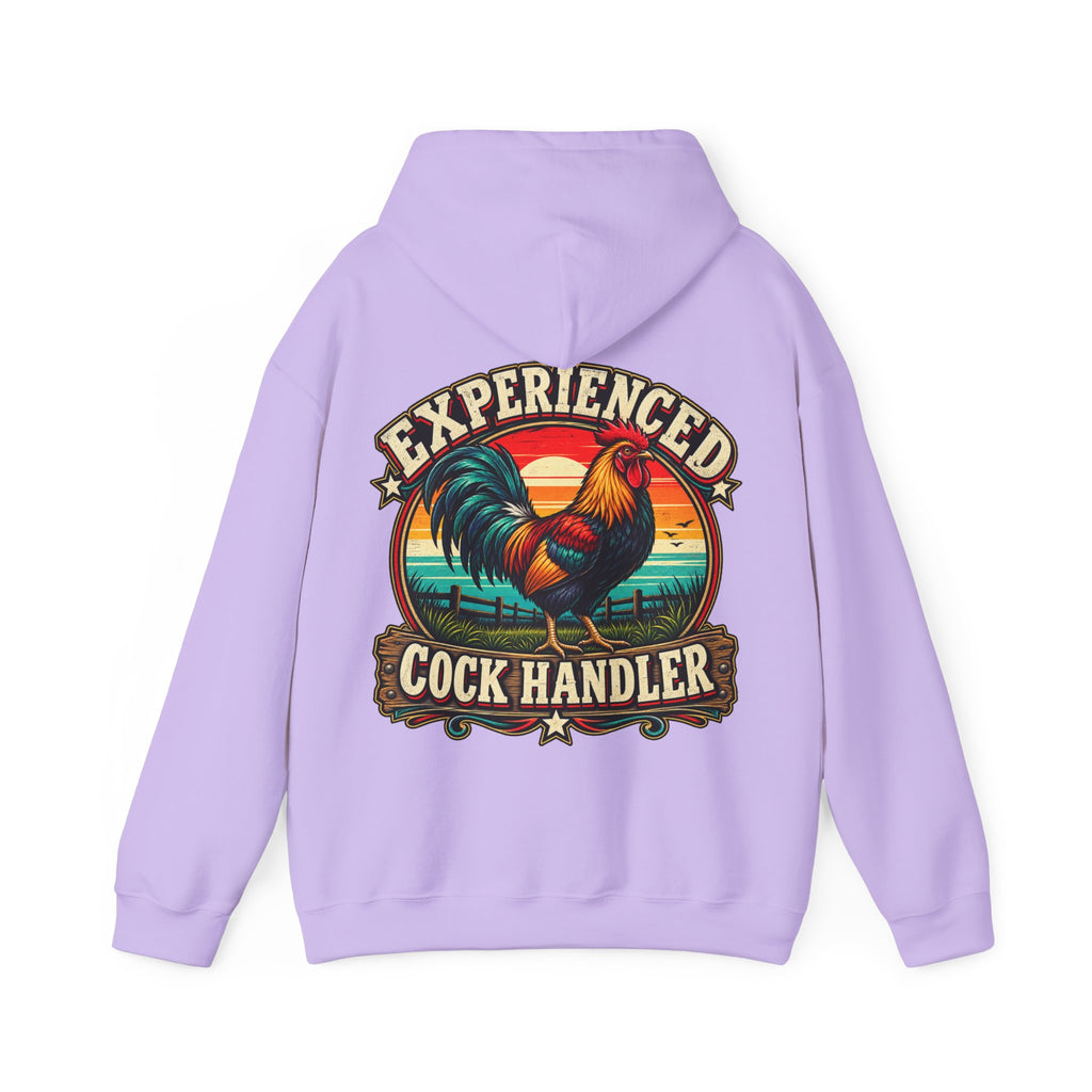 Adult Hoodie — "Experienced Cock Handler" Vintage Rooster Farm Humor Pullover