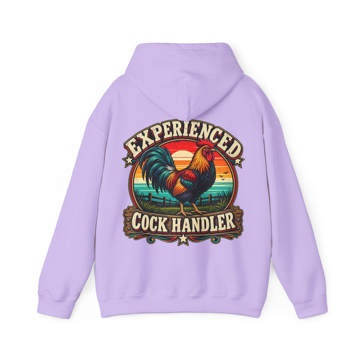 Adult Hoodie — "Experienced Cock Handler" Vintage Rooster Farm Humor Pullover