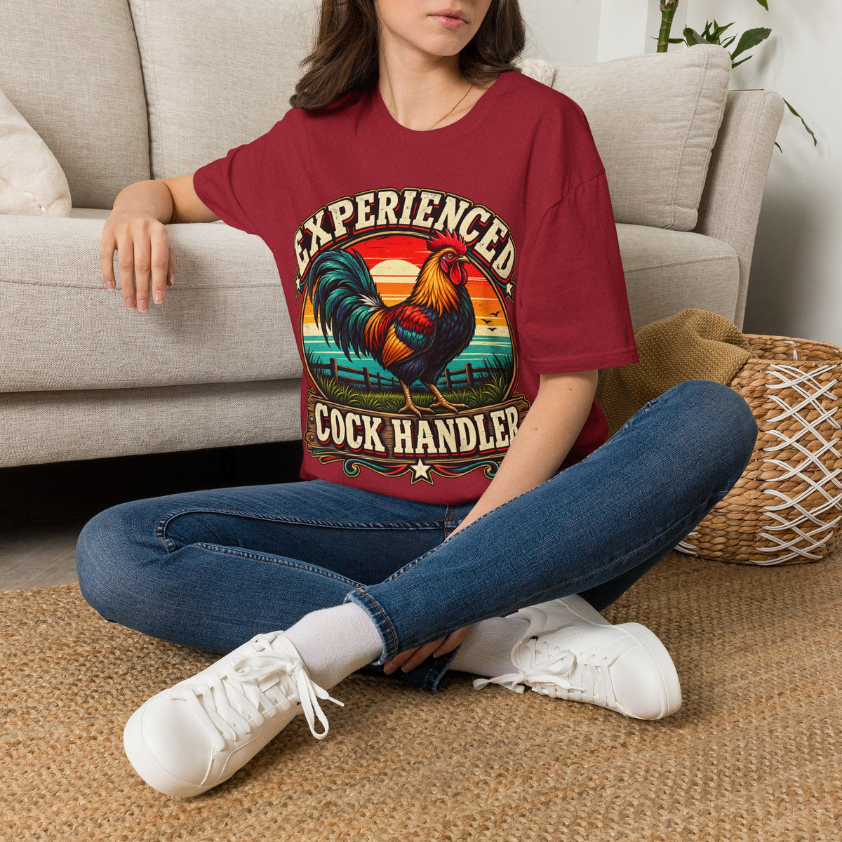Experienced Cock Handler Adult T-Shirt — Retro Rooster Graphic Tee