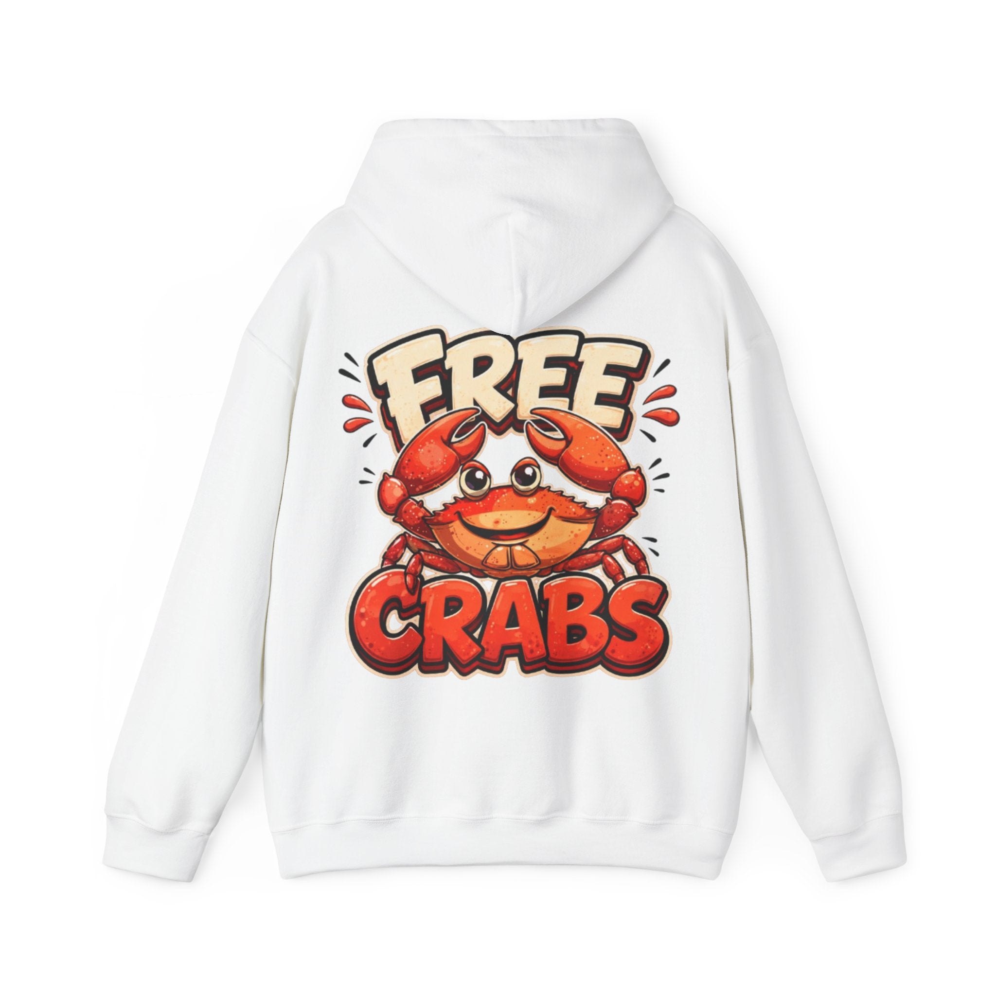 Adult Hoodie — Cute 'Free Crabs' Cartoon Crab Graphic Pullover