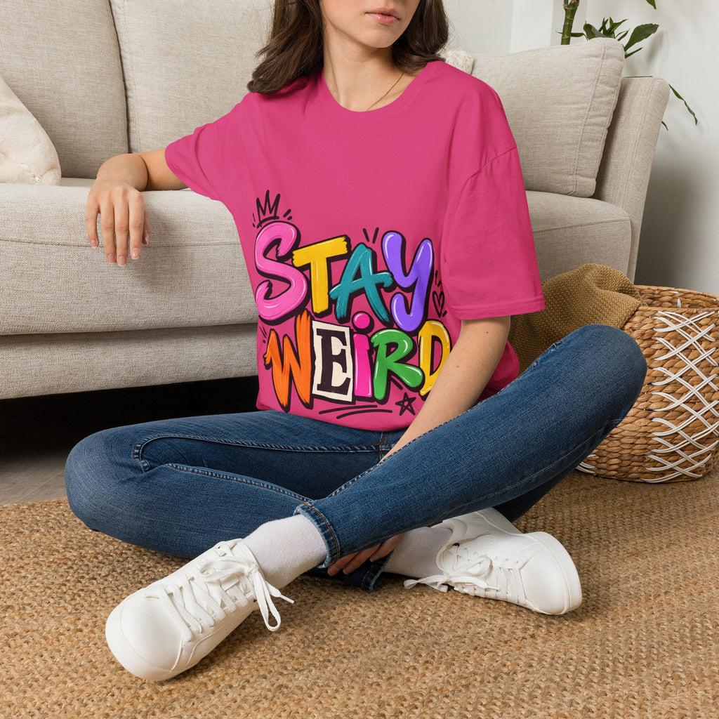 Stay Weird Adult T-Shirt — Colorful Graffiti Graphic Tee