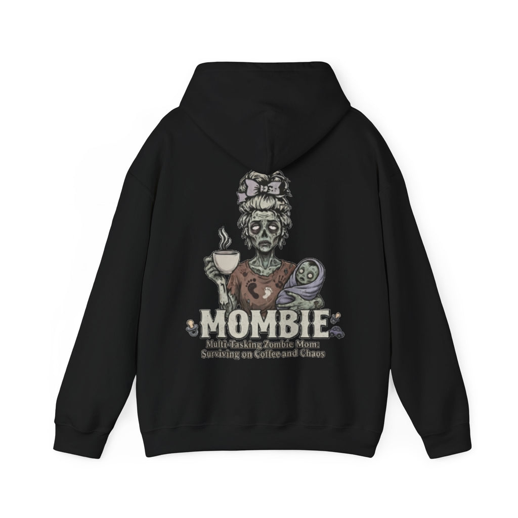 Mombie Adult Hoodie — “Mombie” Funny Coffee & Chaos Mom Sweatshirt