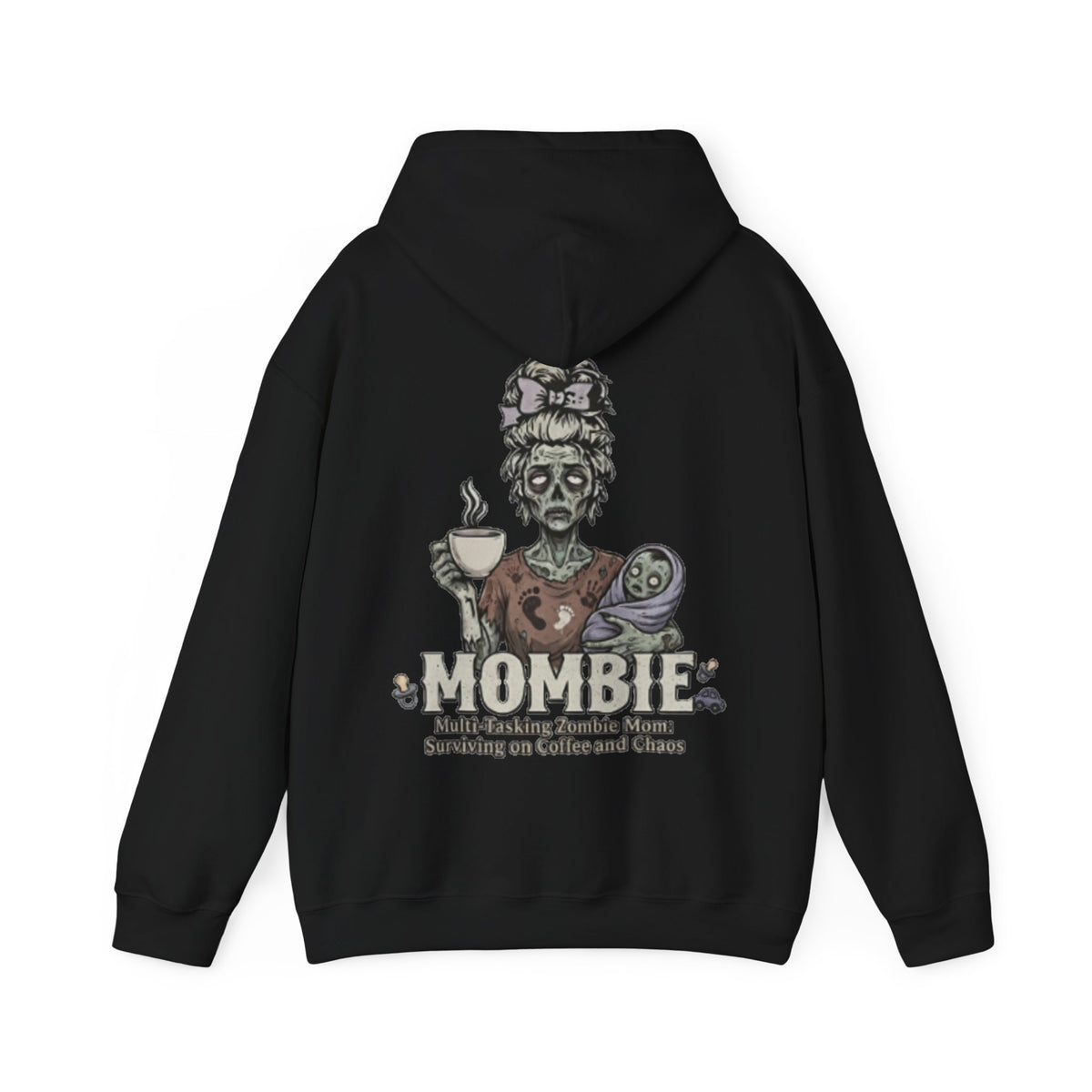 Mombie Adult Hoodie — “Mombie” Funny Coffee & Chaos Mom Sweatshirt