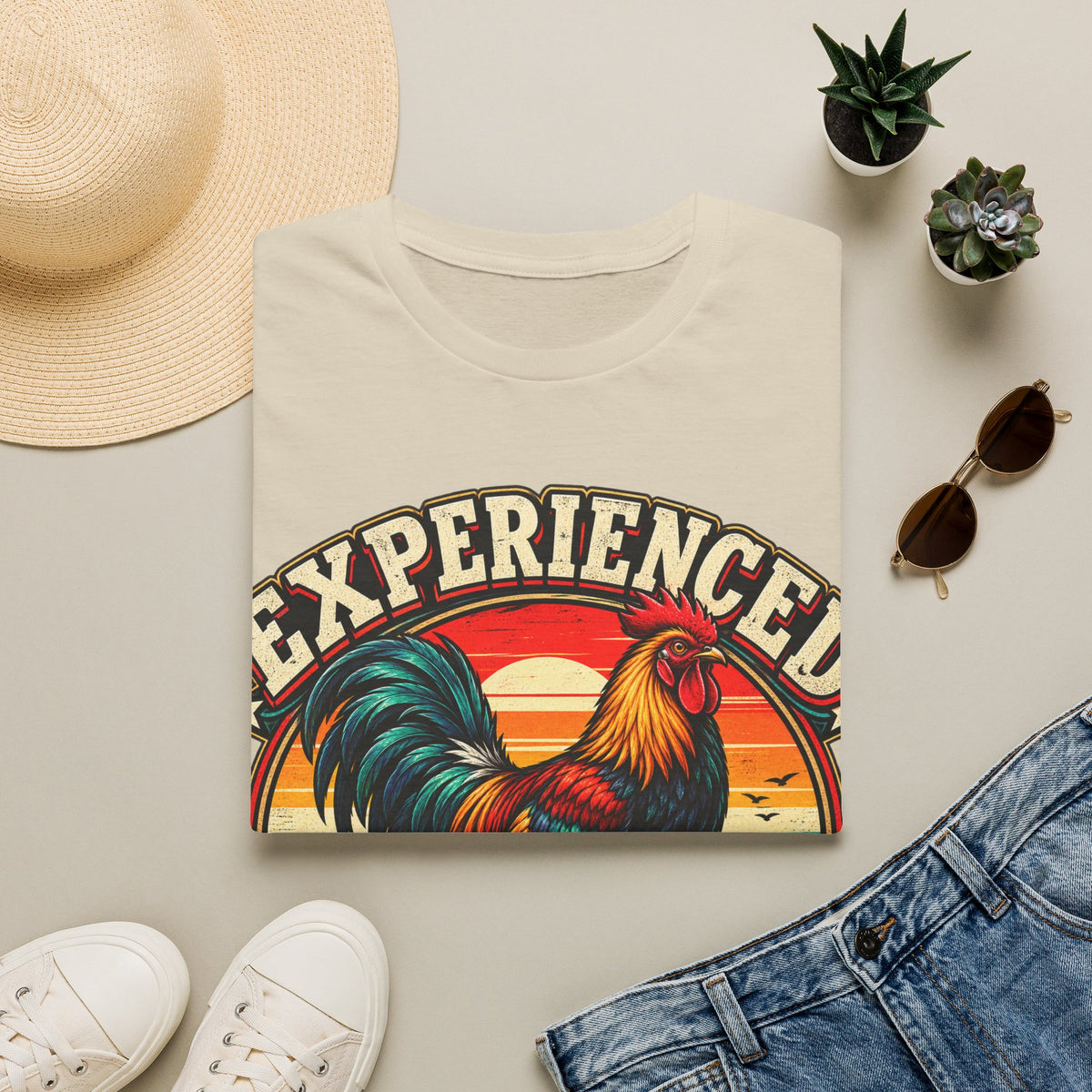 Experienced Cock Handler Adult T-Shirt — Retro Rooster Graphic Tee
