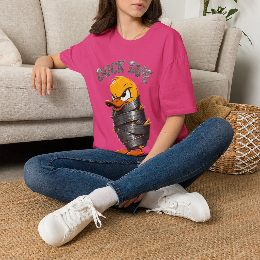 Duck Tape Adult T-Shirt — Funny Angry Duck Wrapped in Duct Tape Graphic Tee