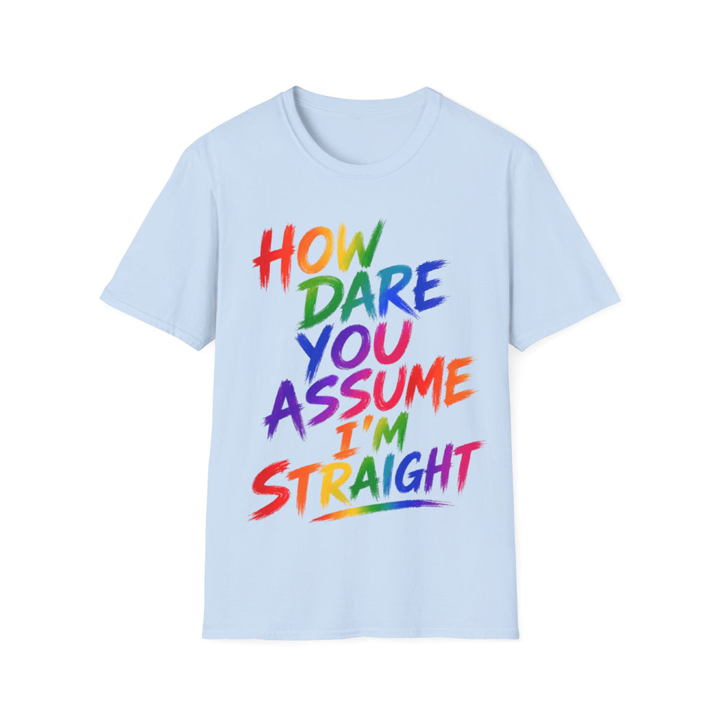 How Dare You Assume I’m Straight Adult T-Shirt — Rainbow Pride Graphic Tee
