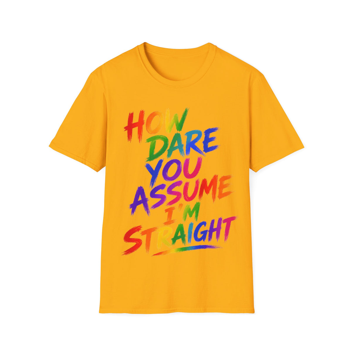 How Dare You Assume I’m Straight Adult T-Shirt — Rainbow Pride Graphic Tee
