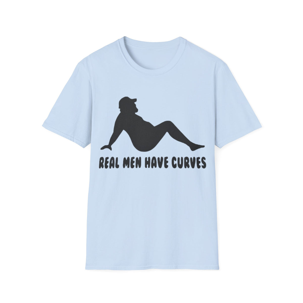 Curvy Silhouette Adult T-Shirt — "Real Men Have Curves" Graphic Tee