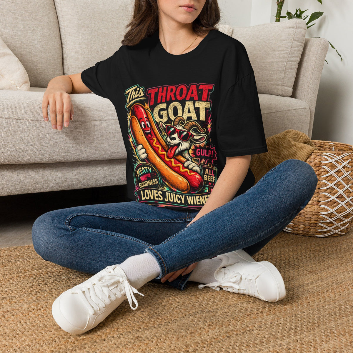 This Throat Goat Adult T-Shirt — Retro Hot Dog Graphic Tee