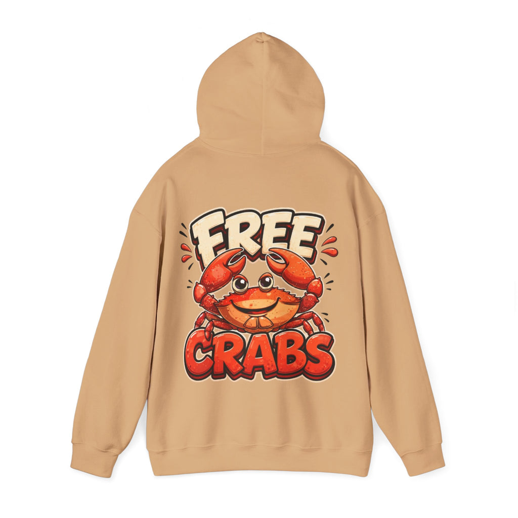 Adult Hoodie — Cute 'Free Crabs' Cartoon Crab Graphic Pullover