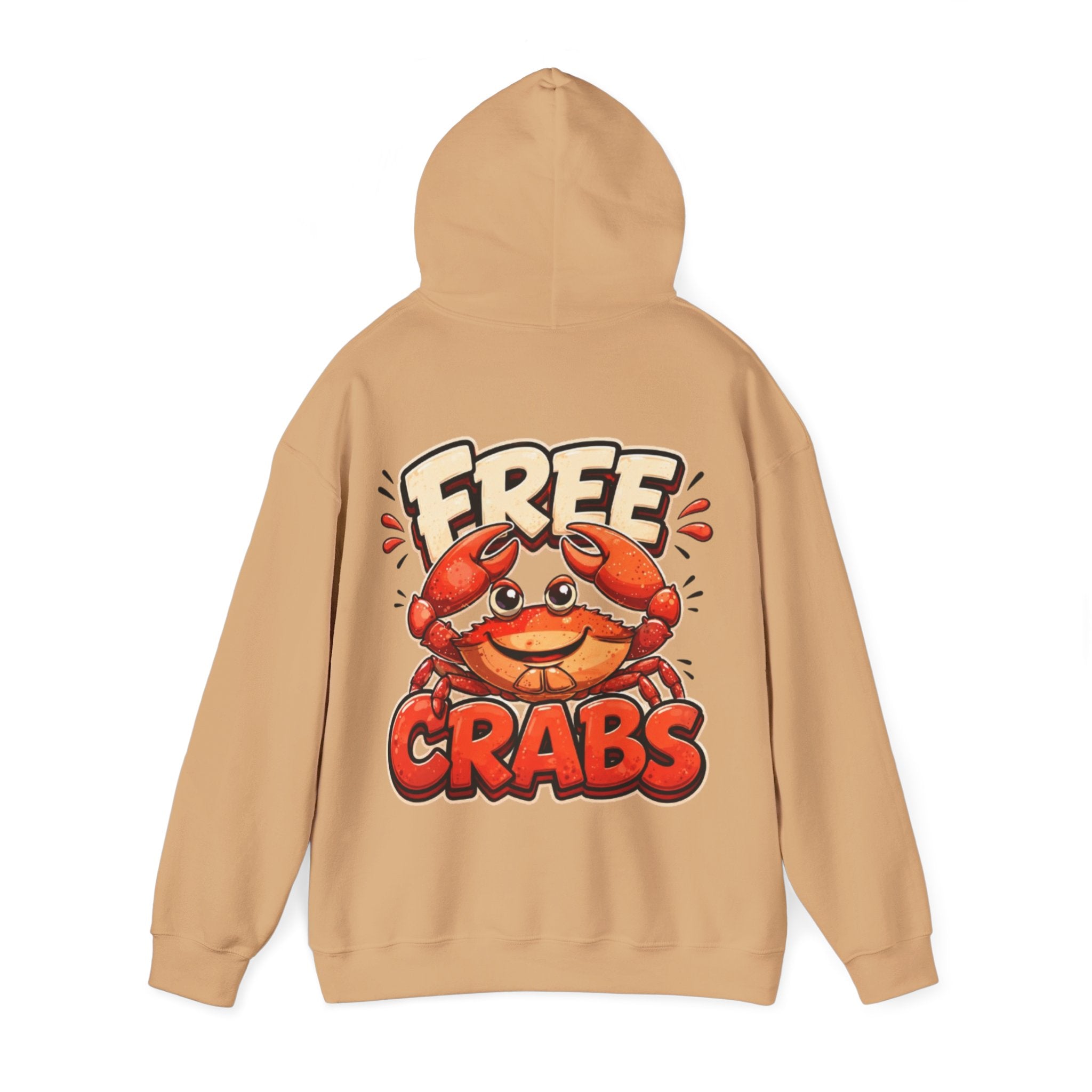 Adult Hoodie — Cute 'Free Crabs' Cartoon Crab Graphic Pullover