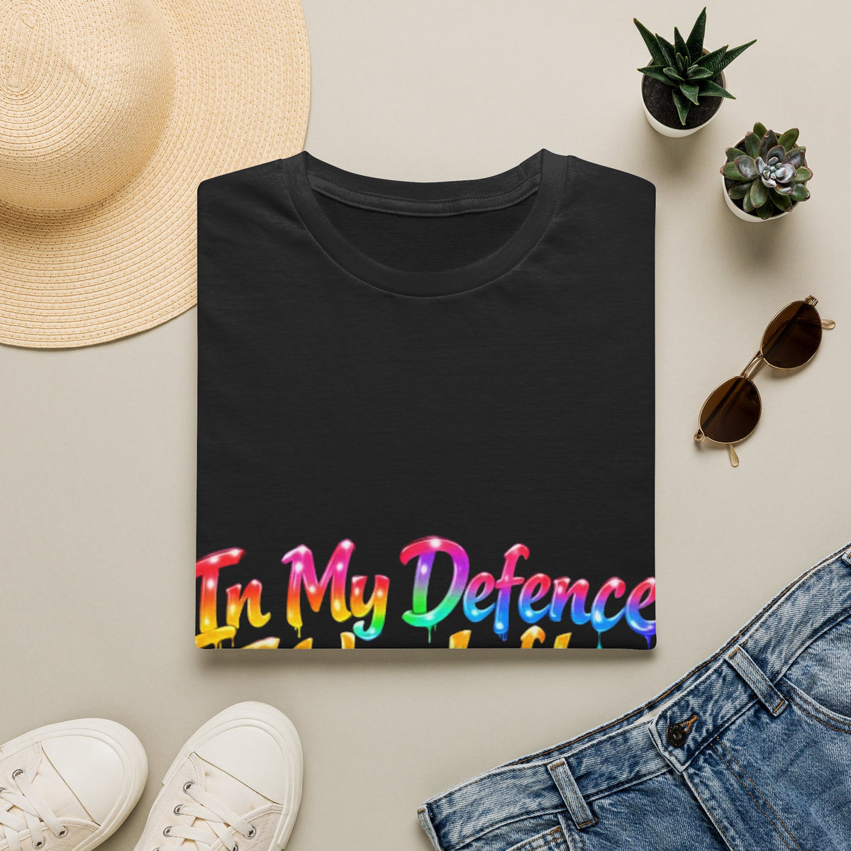 In My Defense I Was Left Unsupervised Adult T-Shirt – Funny Rainbow Casual Tee for Women & Men