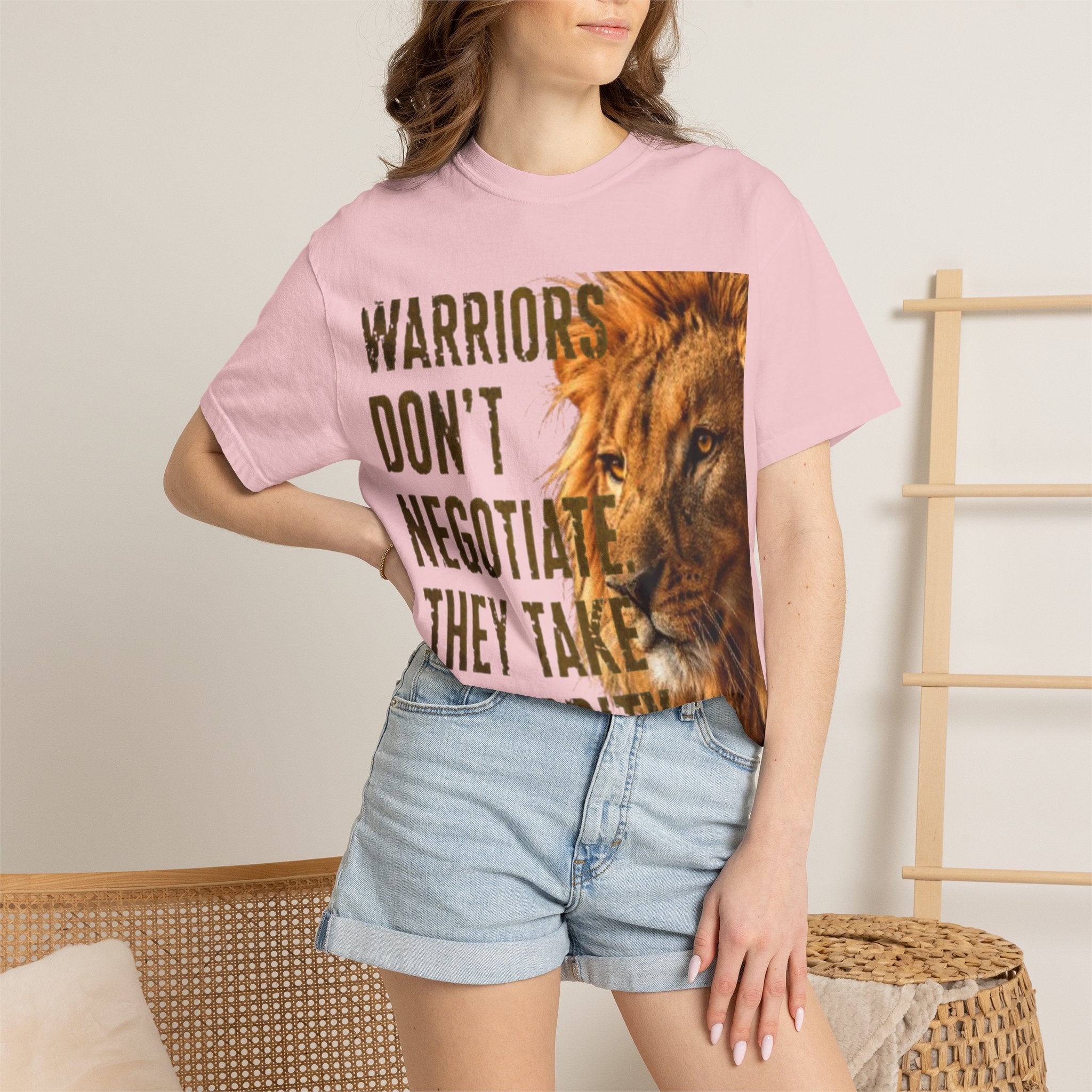 Warriors Don't Negotiate Lion Graphic Adult T-Shirt — Bold Motivational Tee
