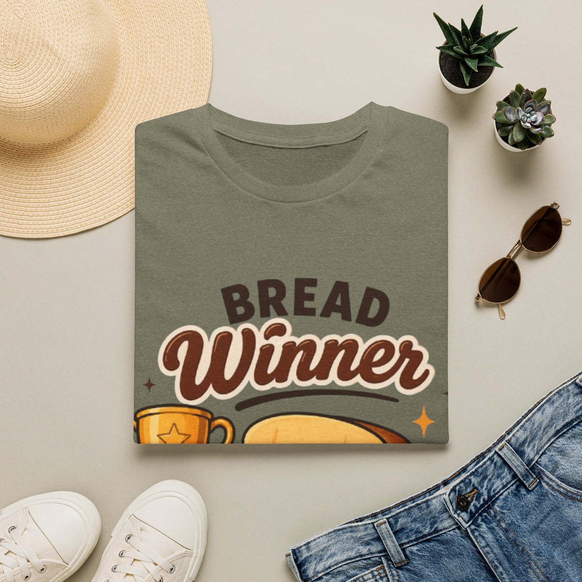 Bread Winner Adult T‑Shirt — Funny Toast Cartoon Tee for Bakers & Breakfast Lovers