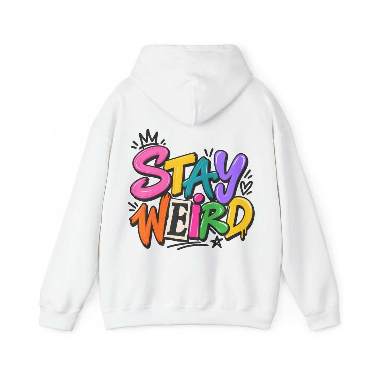 Stay Weird Adult Hoodie – Colorful Graffiti Graphic Hoodie