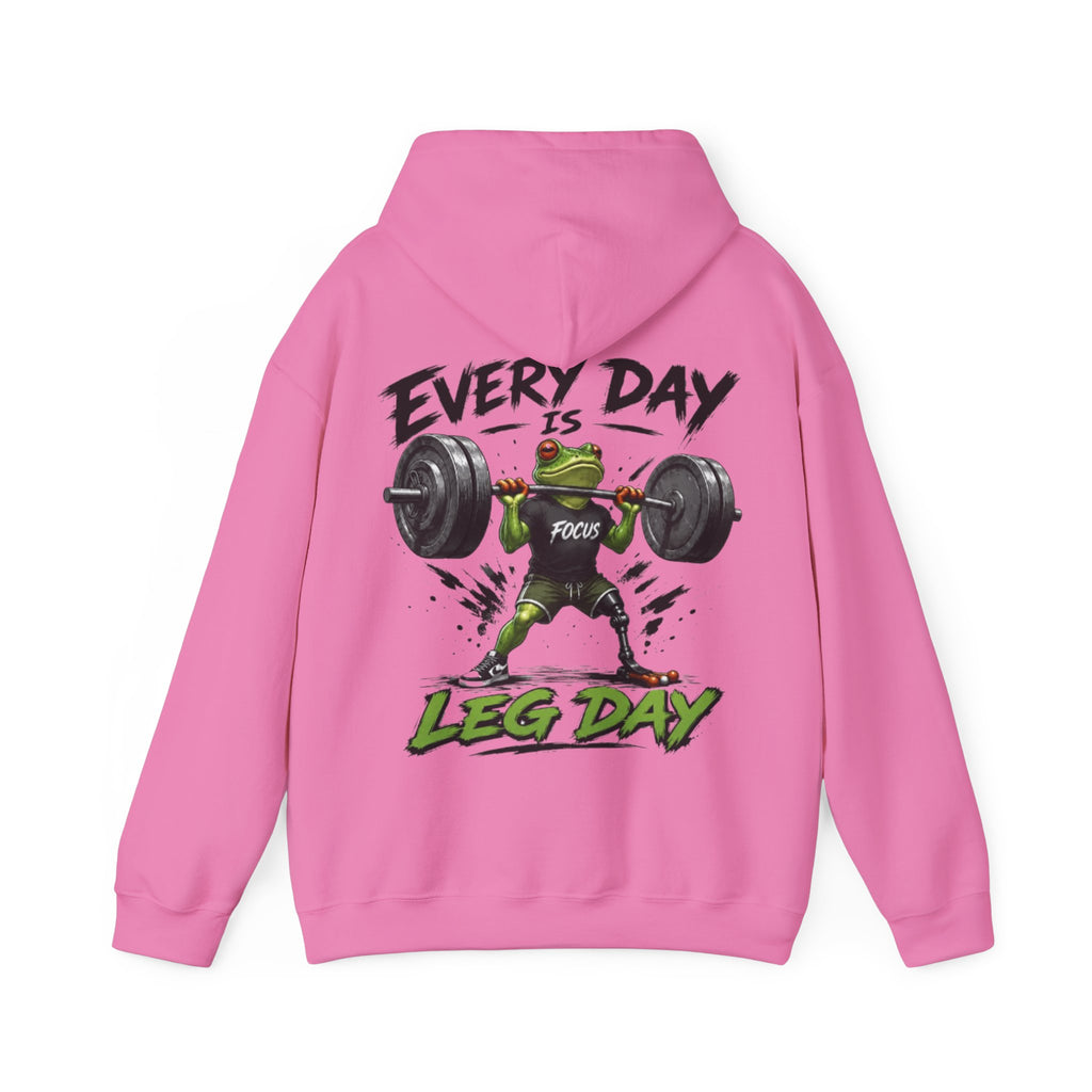 Adult Hoodie - "Every Day Is Leg Day" Frog Weightlifting Gym Hoodie