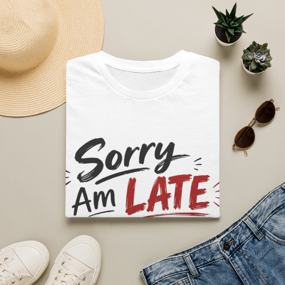 Sorry I’m Late Adult T-Shirt — Funny Graphic Tee ('Sorry Am Late I Didn’t Want To Come')