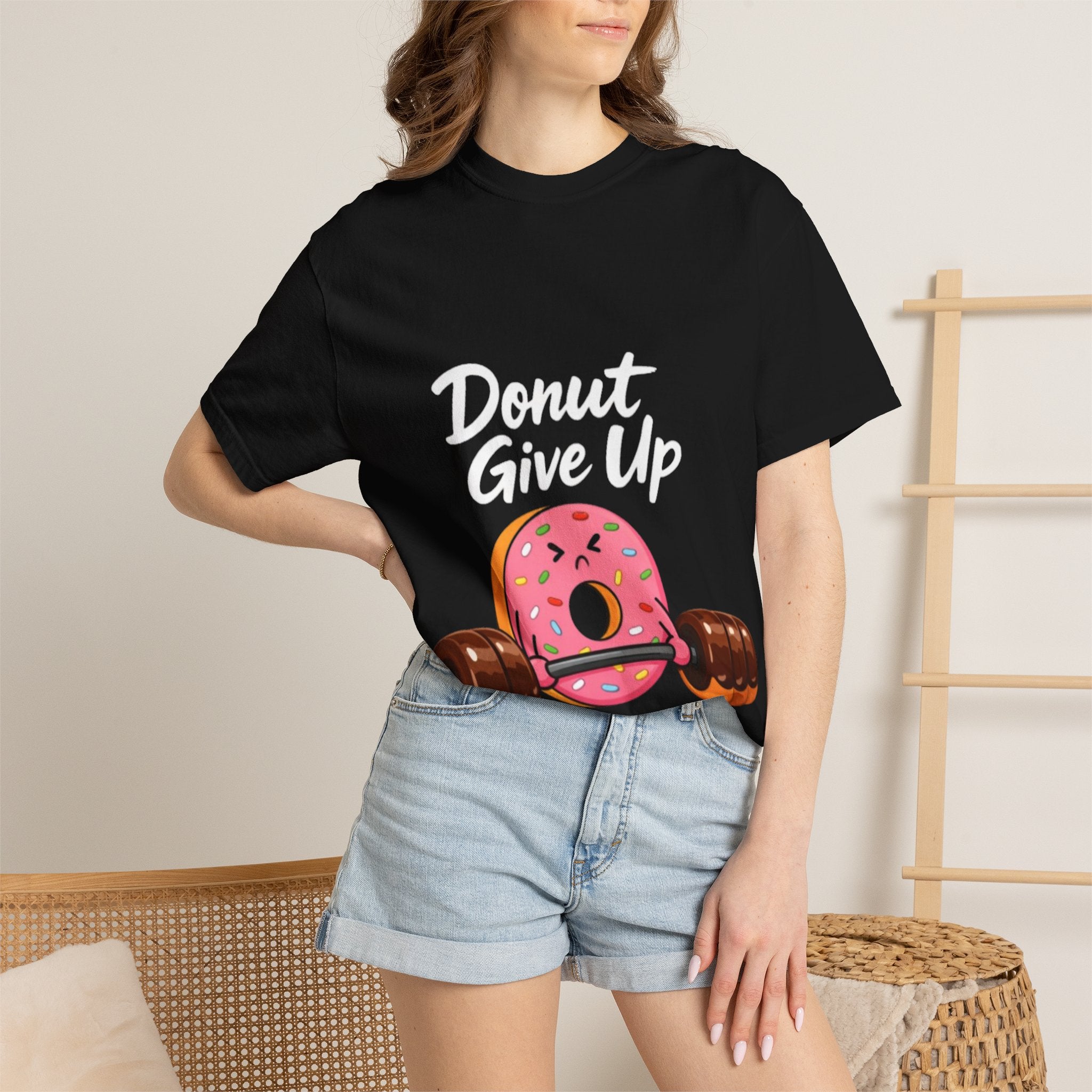 Donut Give Up Adult T-Shirt — Funny Fitness Donut Graphic Tee