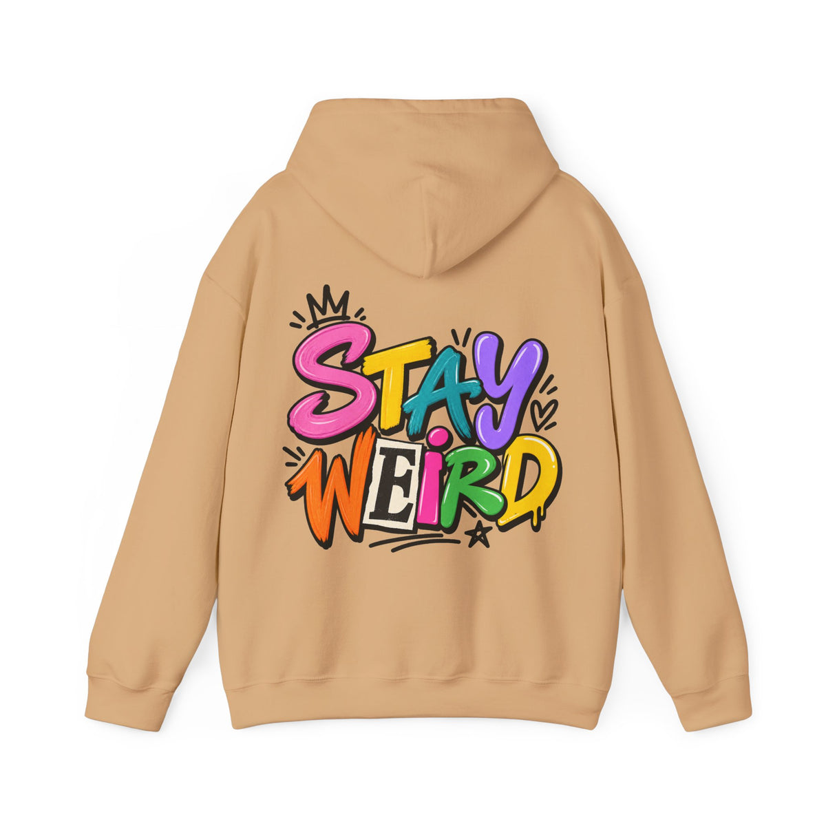 Stay Weird Adult Hoodie – Colorful Graffiti Graphic Hoodie