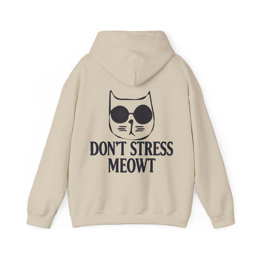 Don't Stress Meowt Adult Hoodie — Relaxed Cat Graphic Sweatshirt