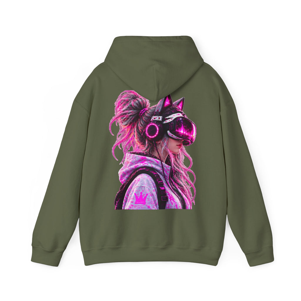 Cyberpunk VR Adult Hoodie — Neon Retro Gamer Aesthetic