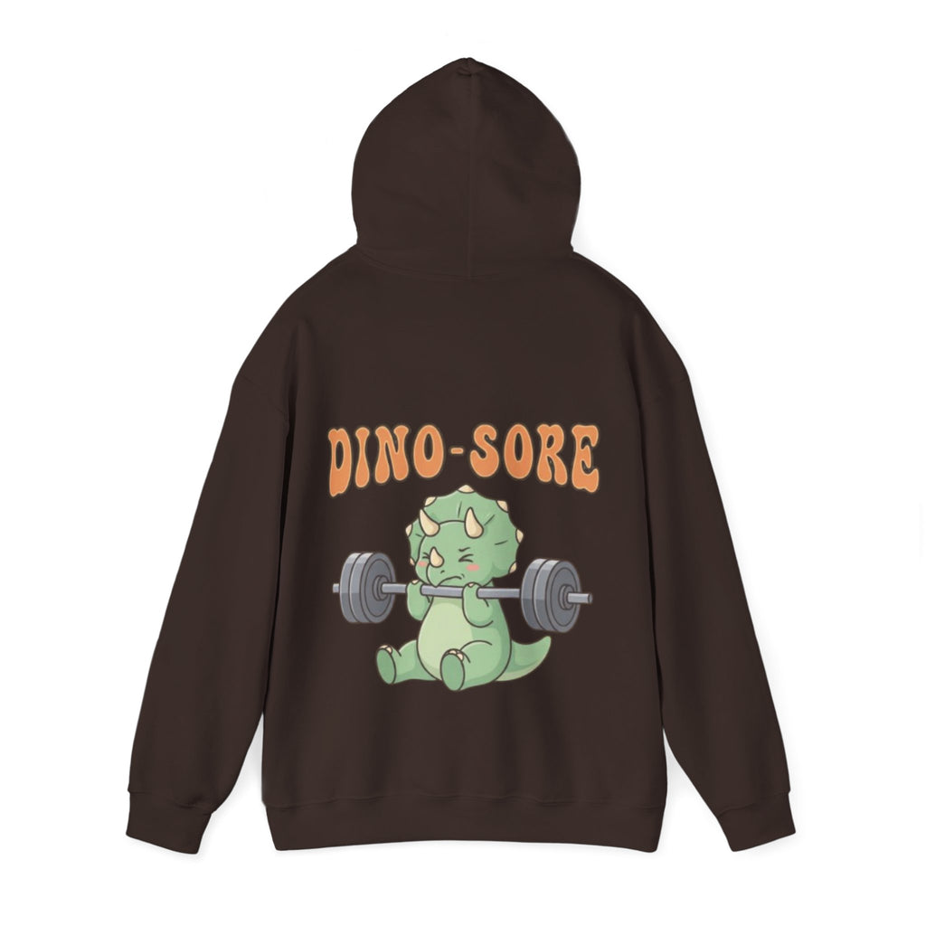 Dino-Sore Adult Hoodie — Cute Triceratops Weightlifting Sweatshirt