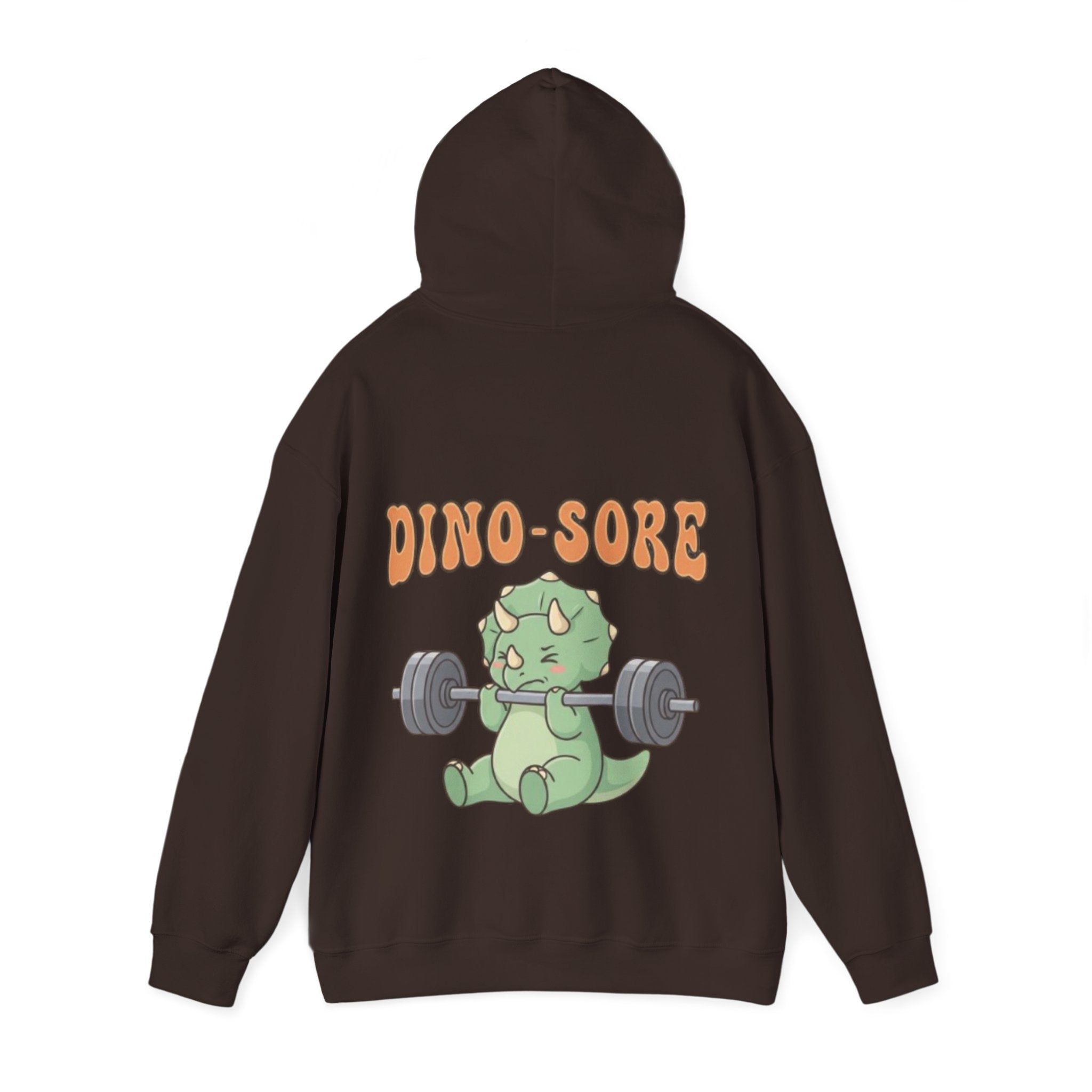 Dino-Sore Adult Hoodie — Cute Triceratops Weightlifting Sweatshirt