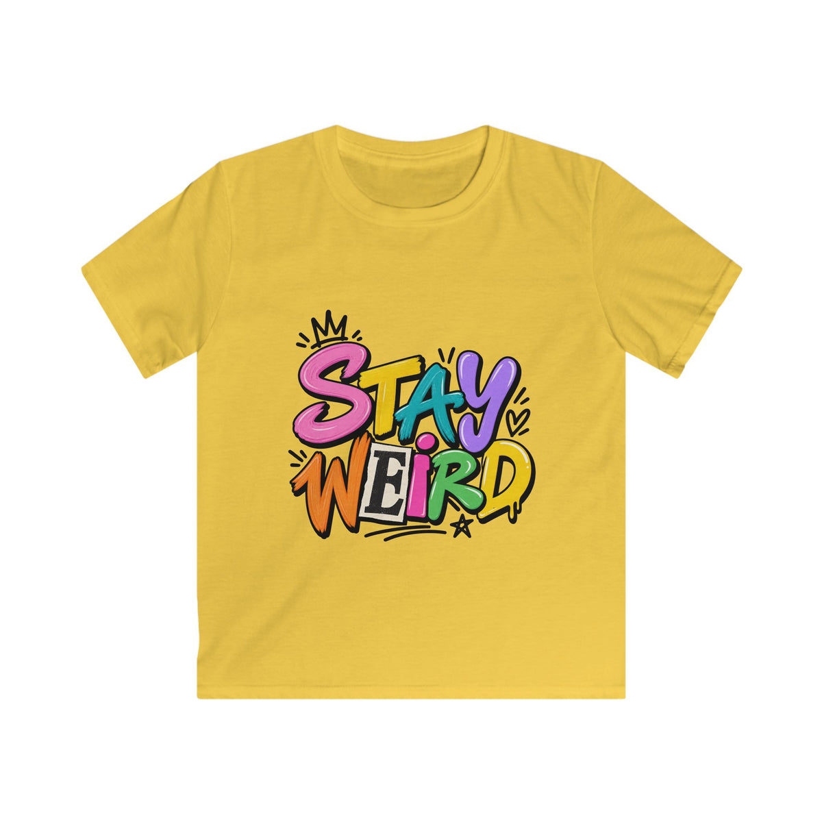 Kids T-shirt - "Stay Weird" Colorful Graffiti Shirt for Kids, Playful Self-Expression Gift