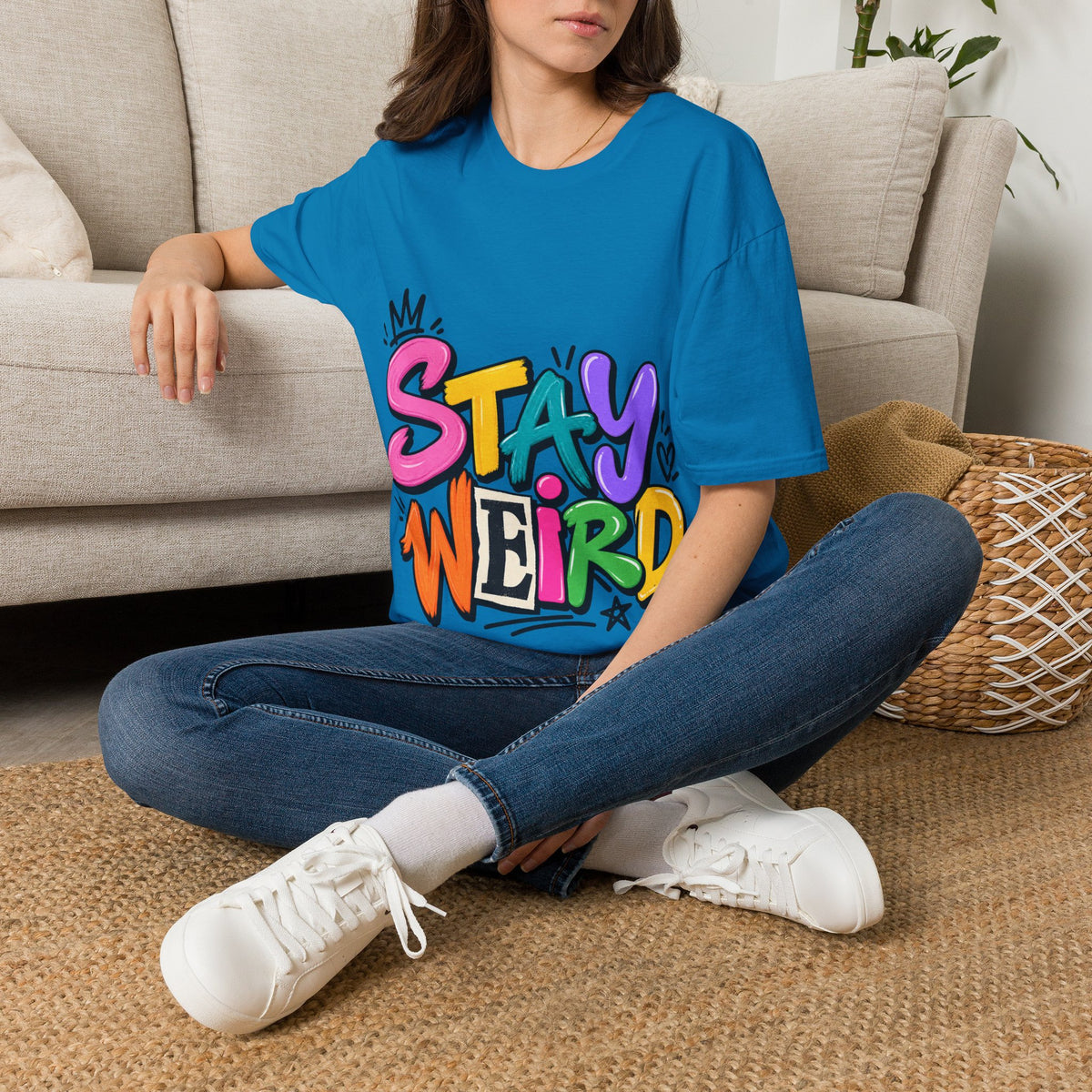 Stay Weird Adult T-Shirt — Colorful Graffiti Graphic Tee