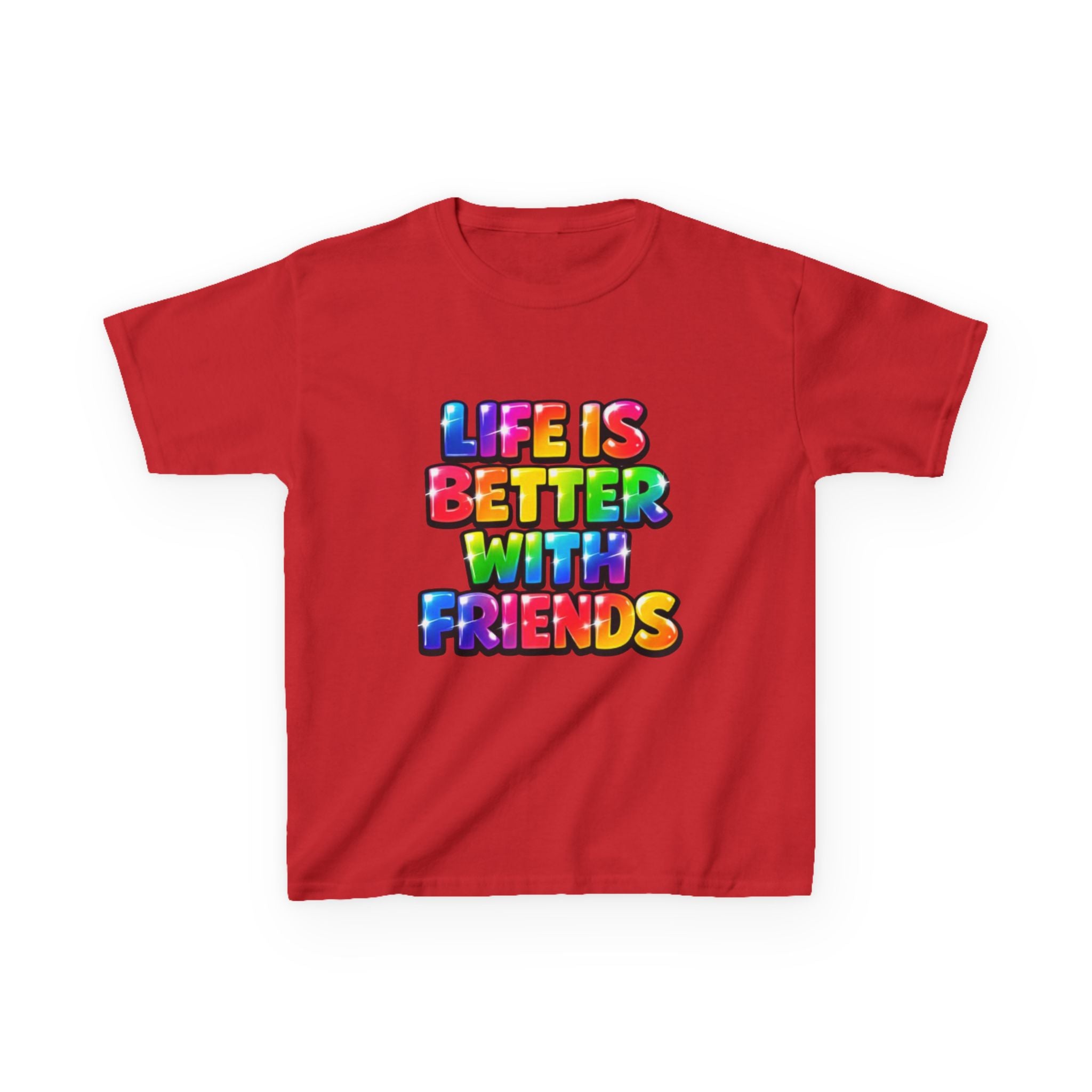 Kids T-Shirt — "Life Is Better With Friends" Rainbow Graphic Tee