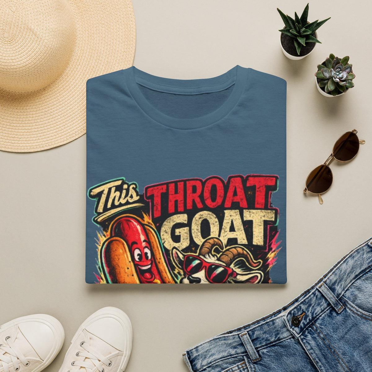 This Throat Goat Adult T-Shirt — Retro Hot Dog Graphic Tee