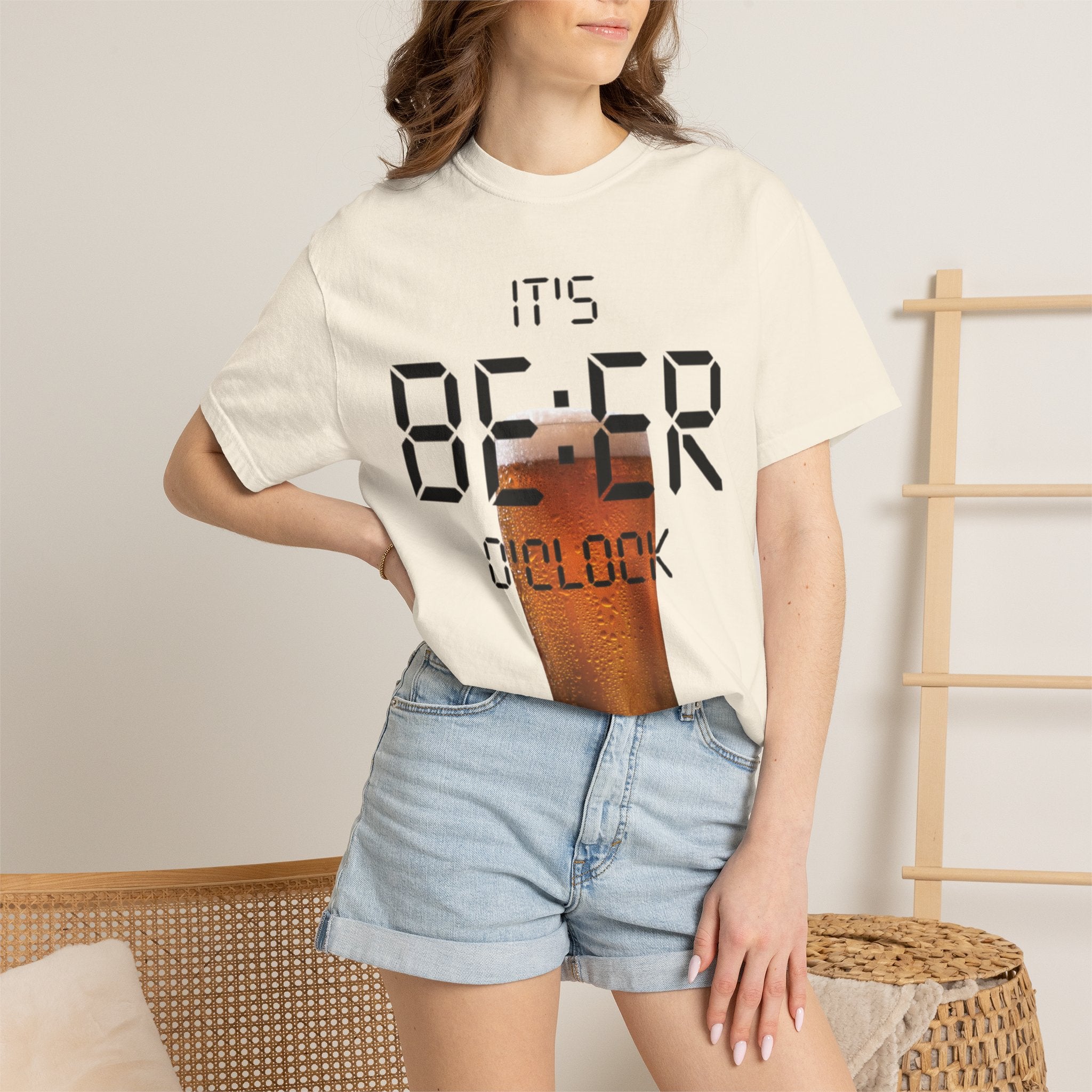 Beer O'Clock Adult T-Shirt — "It's BEER O'CLOCK" Graphic Tee with Pint Glass