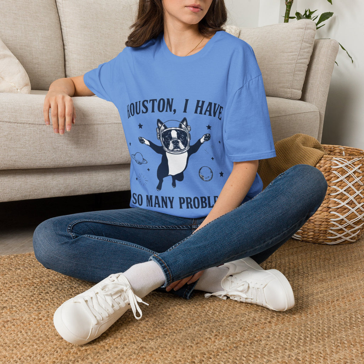 Adult T-Shirt — "Houston, I Have So Many Problems" Astronaut Dog Graphic Tee