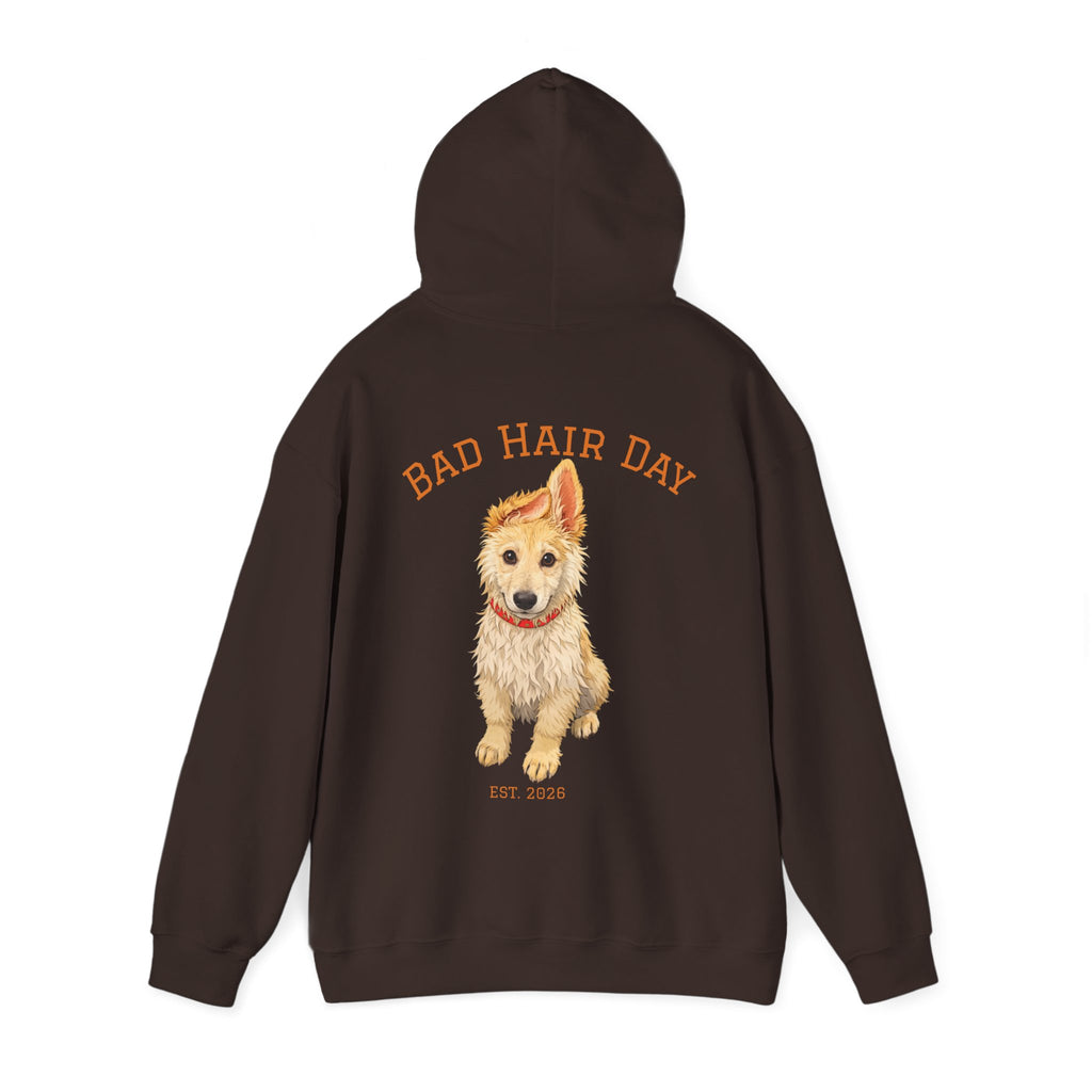Bad Hair Day Puppy Adult Hoodie | Cute Dog Illustration Sweatshirt